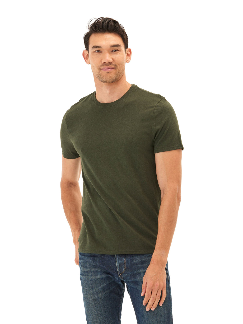 Men's Core Triblend Jersey Crew Neck Tee in Olive Green