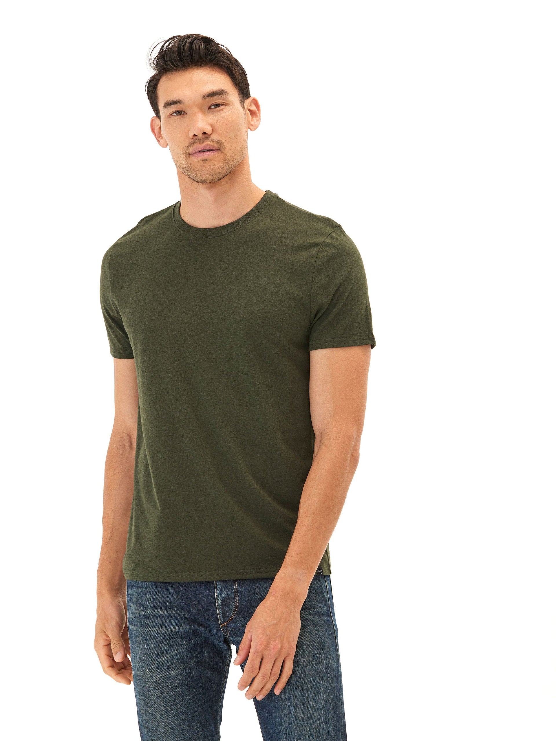 Men's Core Triblend Jersey Crew Neck Tee in Olive Green