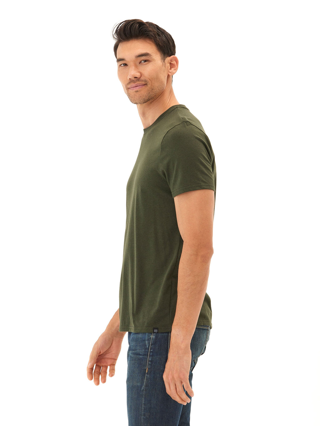 Men's Core Triblend Jersey Crew Neck Tee in Olive Green