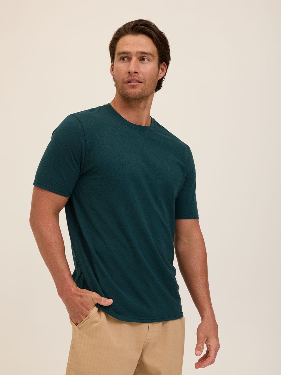 Men's Core Triblend Jersey Crew Neck Tee in Dark-Green
