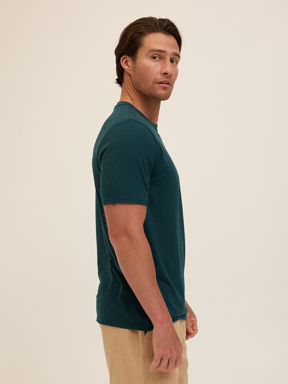 Men's Core Triblend Jersey Crew Neck Tee in Dark-Green