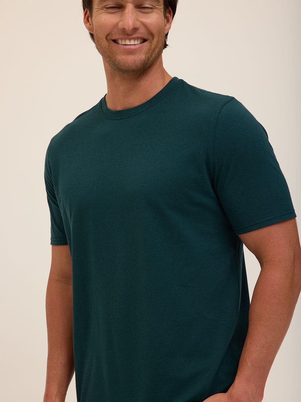 Men's Core Triblend Jersey Crew Neck Tee in Dark-Green