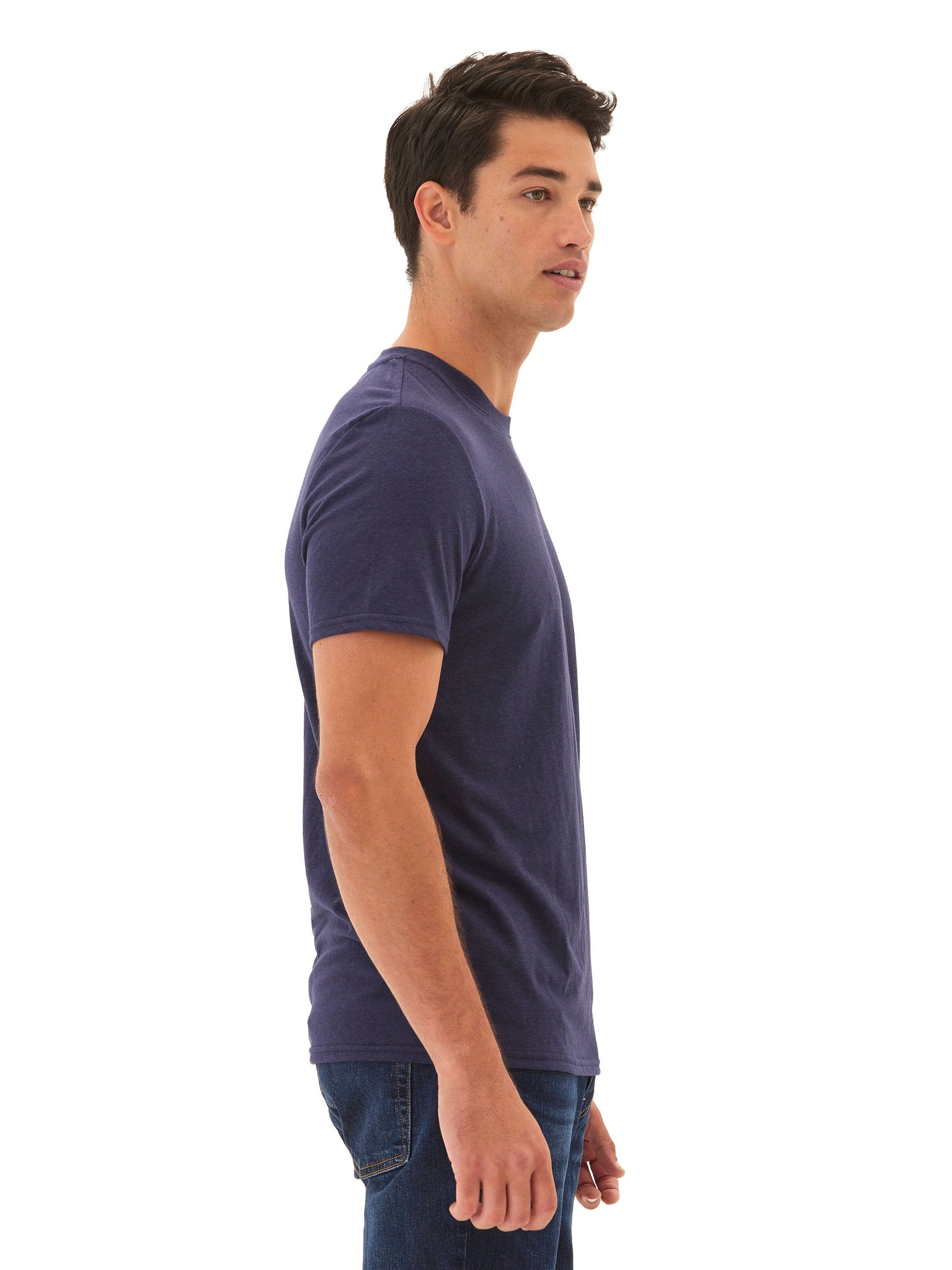 Men's Core Triblend Jersey Crew Neck Tee in Navy Blue