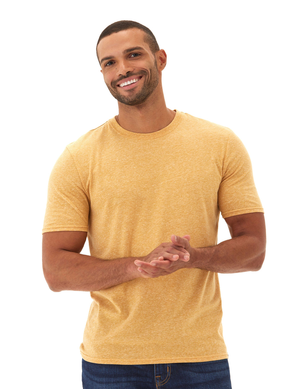 Men's Core Triblend Jersey Crew Neck Tee in Yellow
