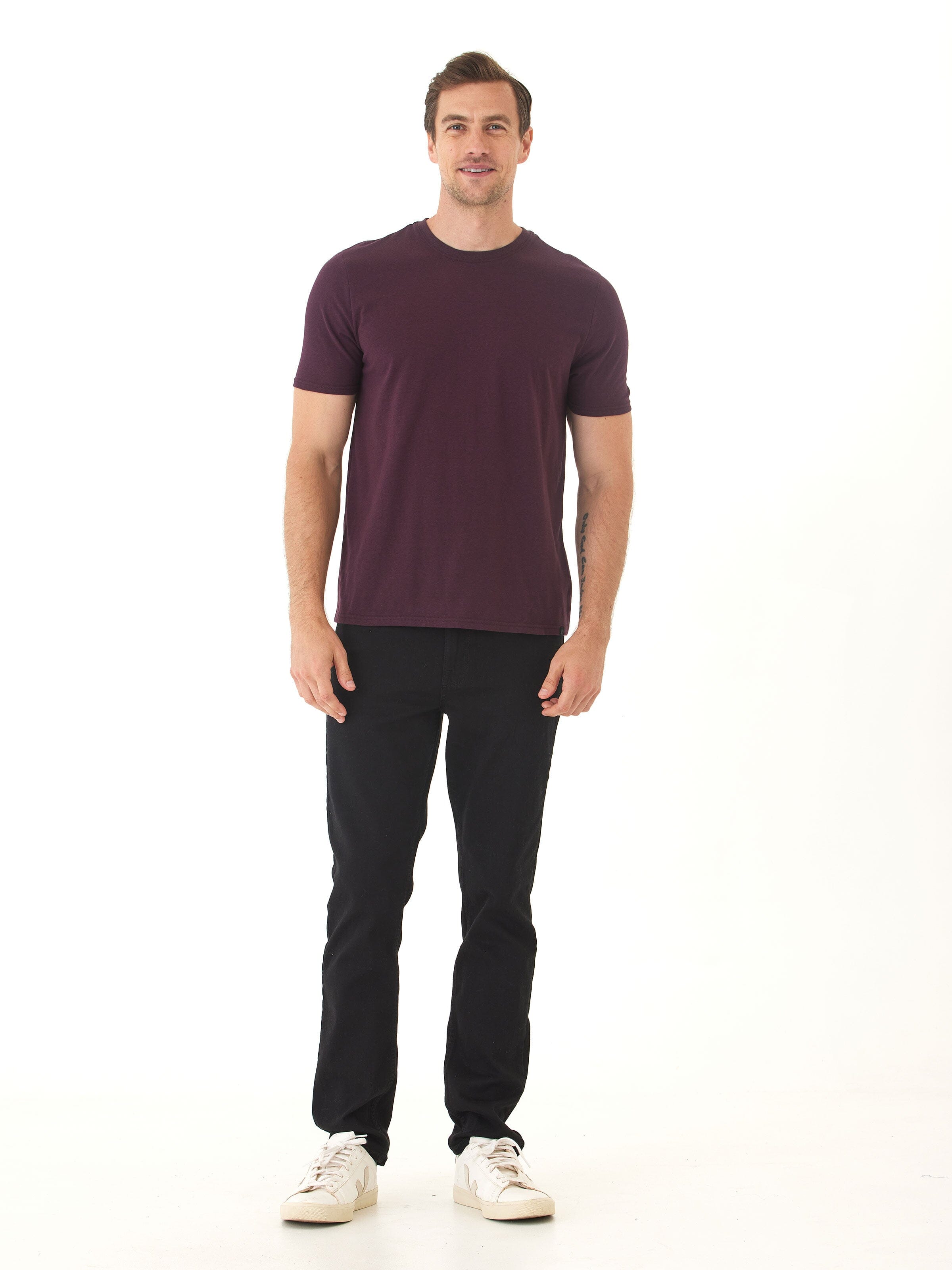 Men's Core Triblend Jersey Crew Neck Tee in Maroon & Dark Purple