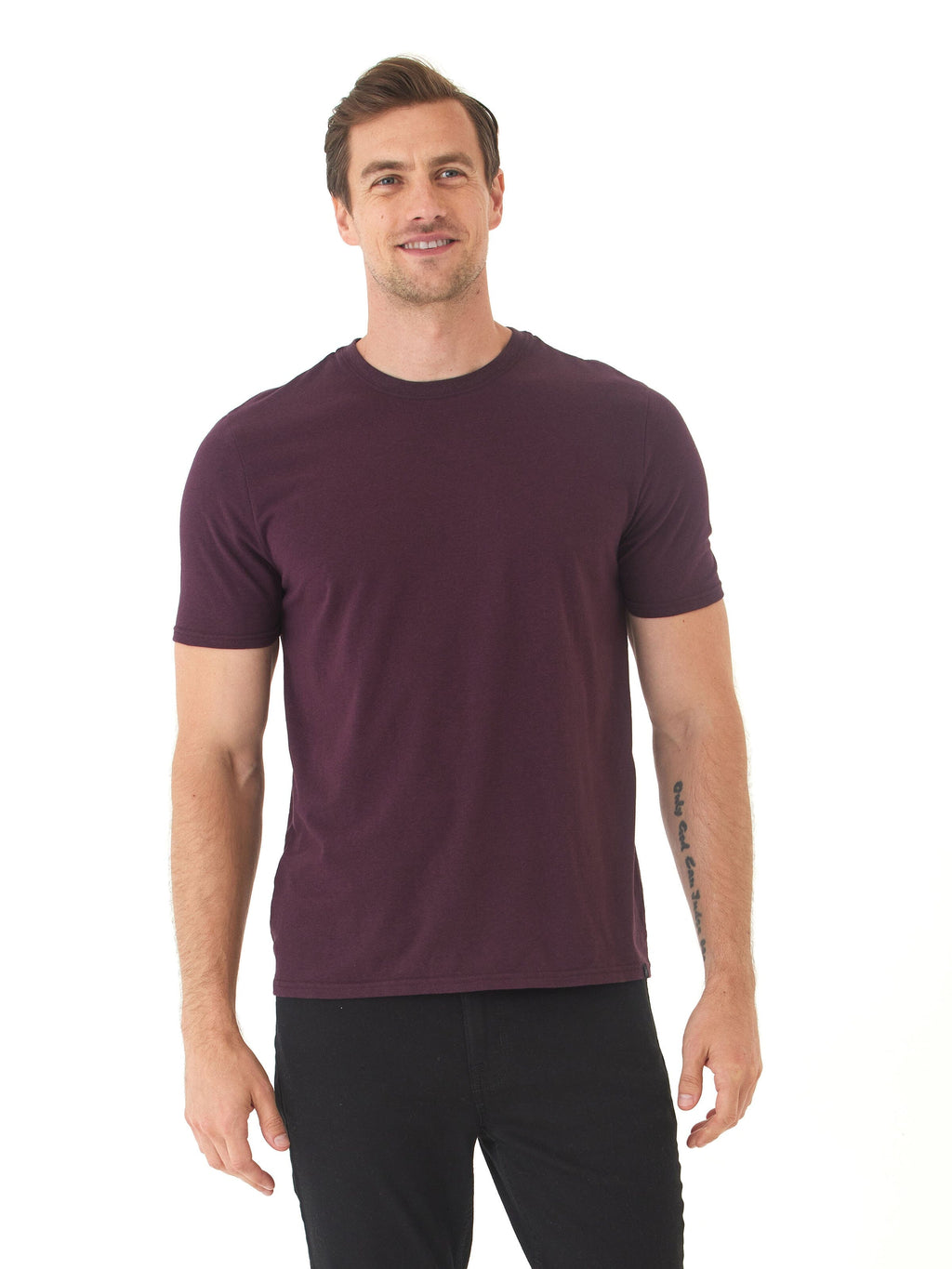 Men's Core Triblend Jersey Crew Neck Tee in Maroon & Dark Purple