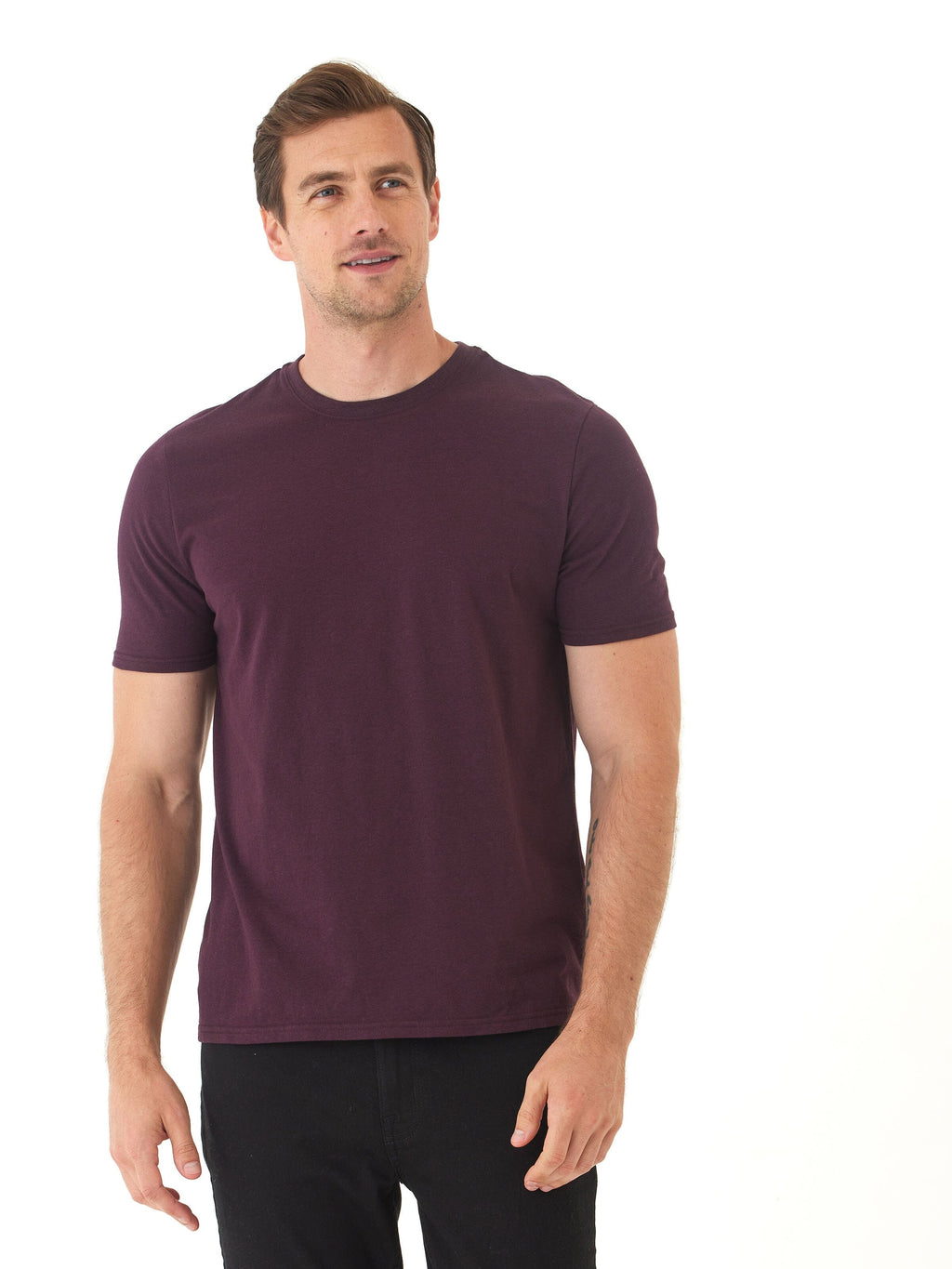 Men's Core Triblend Jersey Crew Neck Tee in Maroon & Dark Purple