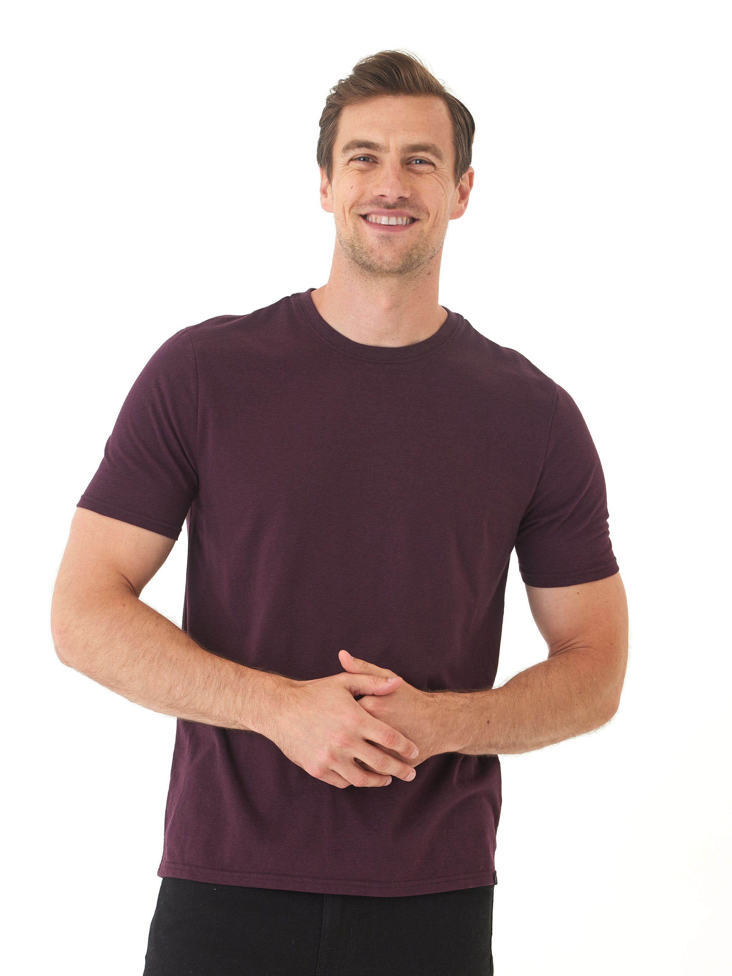 Men's Core Triblend Jersey Crew Neck Tee in Maroon & Dark Purple