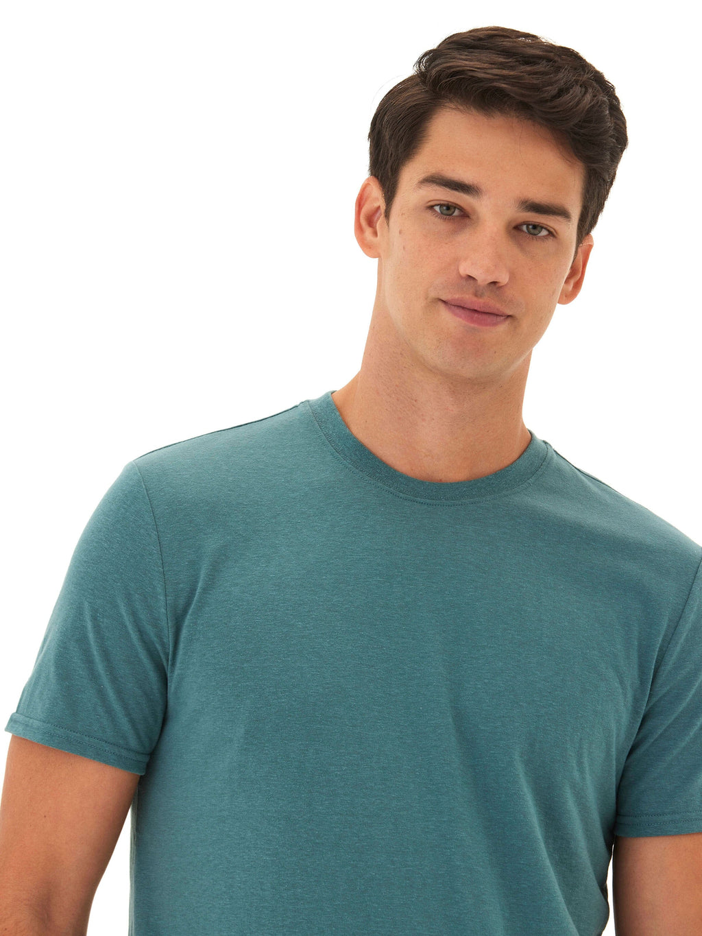 Men's Core Triblend Jersey Crew Neck Tee in Teal and Dark-Green