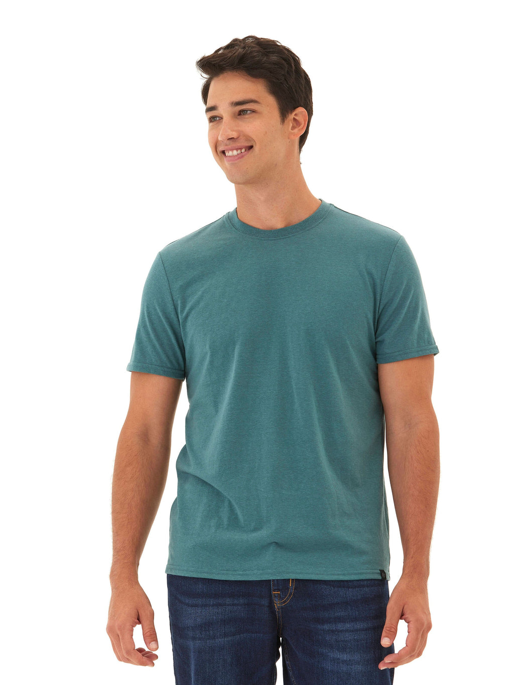 Men's Core Triblend Jersey Crew Neck Tee in Teal and Dark-Green