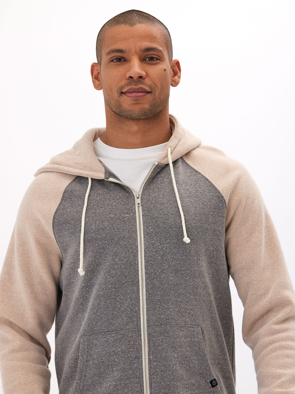 Triblend Raglan Colorblock Zip Fleece Hoodie, Medium Weight