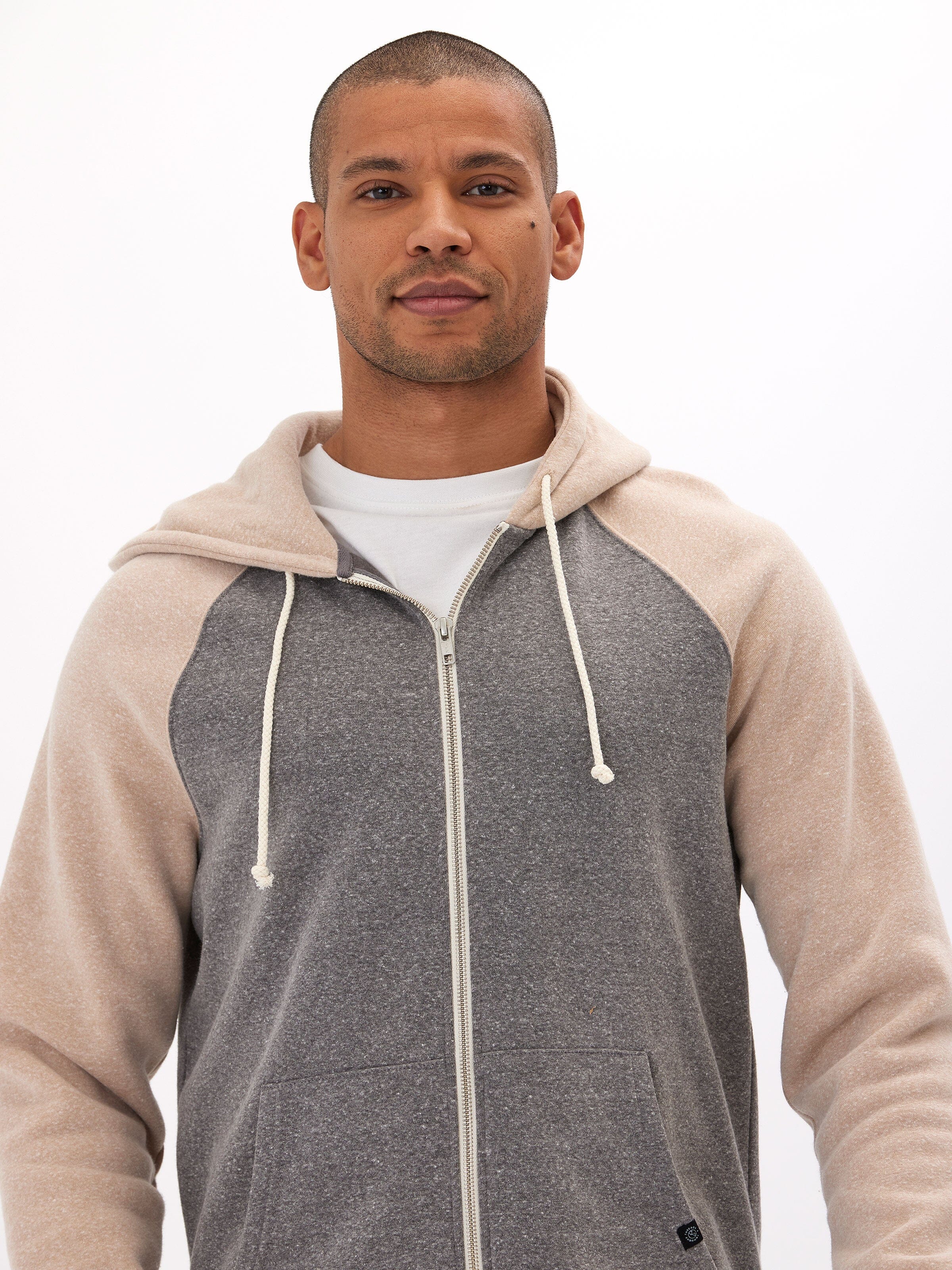 Triblend Raglan Colorblock Zip Fleece Hoodie, Medium Weight
