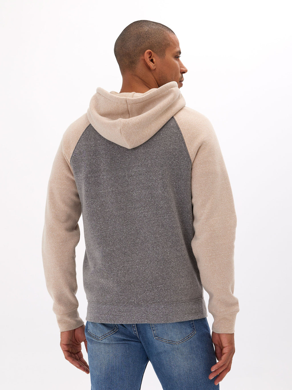 Triblend Raglan Colorblock Zip Fleece Hoodie, Medium Weight