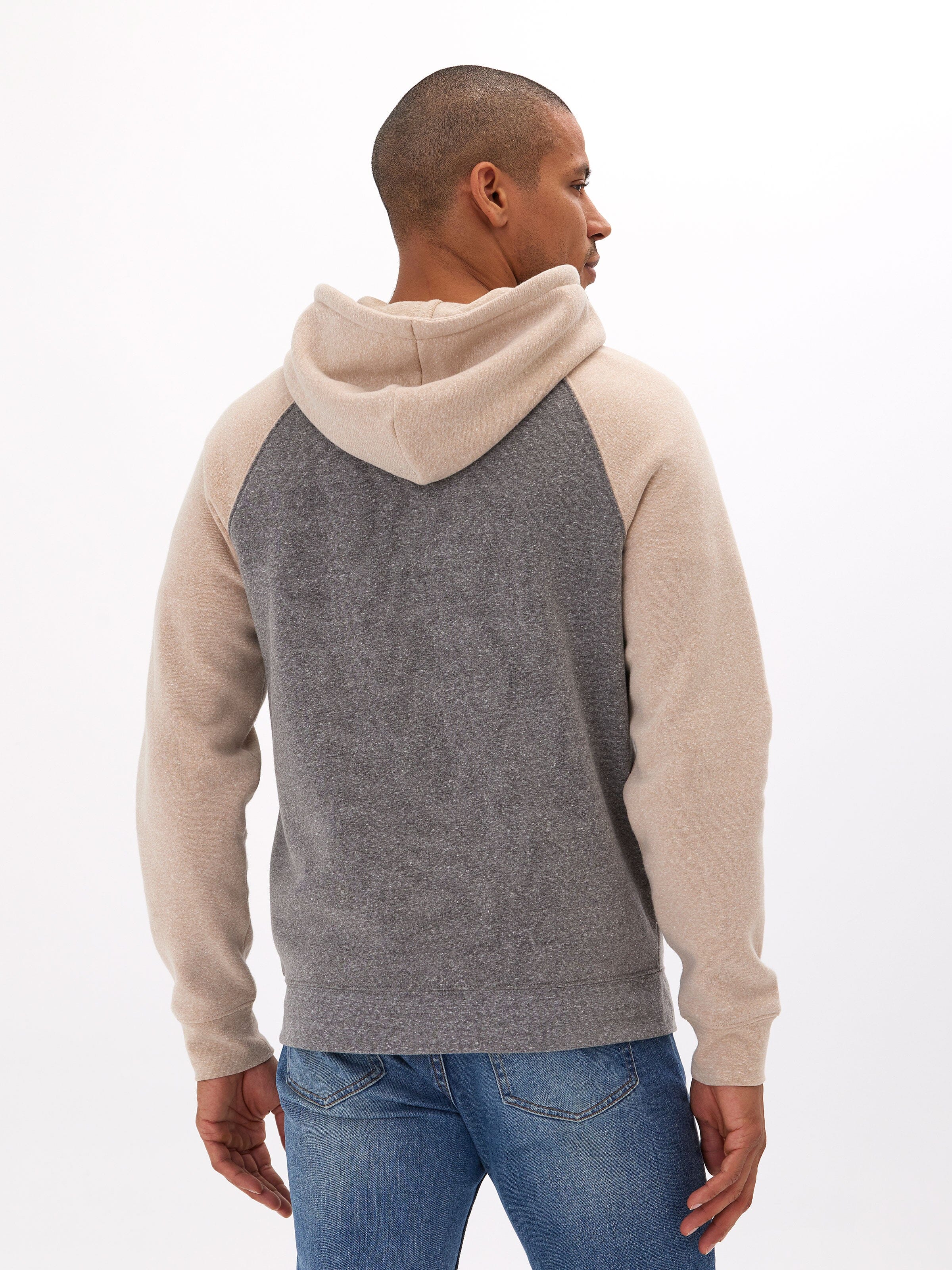 Triblend Raglan Colorblock Zip Fleece Hoodie, Medium Weight
