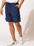 Men's navy blue 9-inch ReActive athletic training shorts with elastic waistband and zipper pocket.