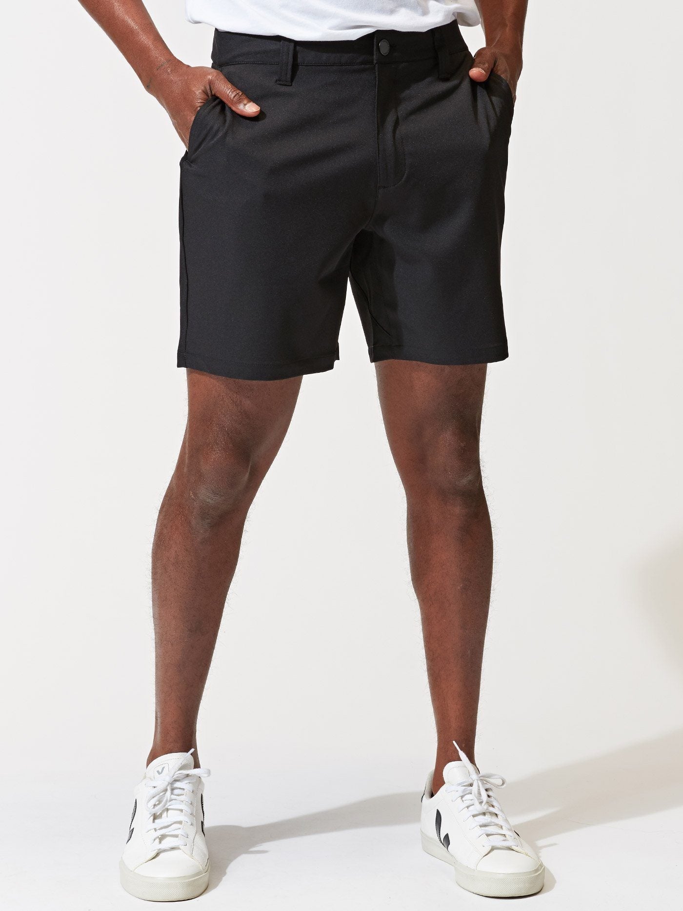 Men's black Baylor chino shorts with belt loops and 7 inch inseam