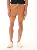 Men's Prescott Essential Eco Woven Short in a warm tan earth tone with a mid-rise, straight silhouette.