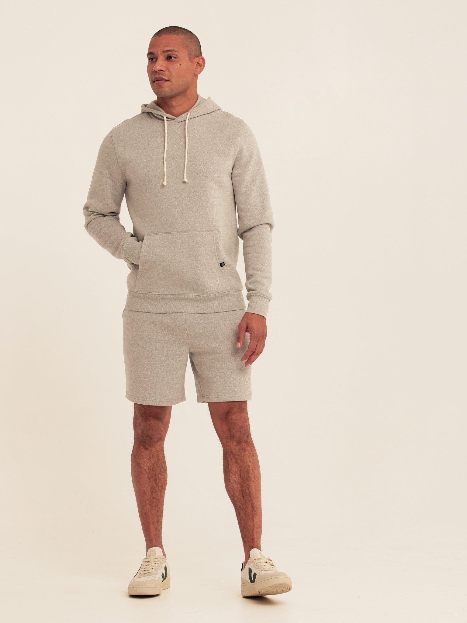Men's Core Triblend Fleece Pullover Hoodie in Light Grey