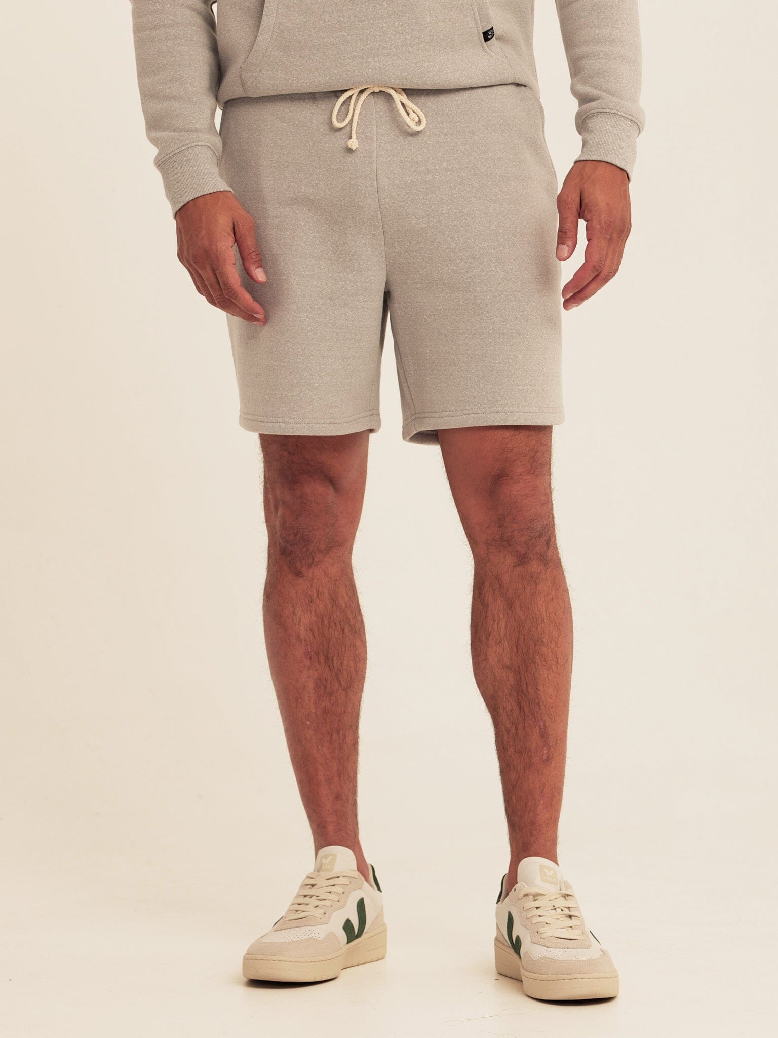 Men's Core Triblend Fleece Short in light-grey knit fabric, relaxed fit above-knee length