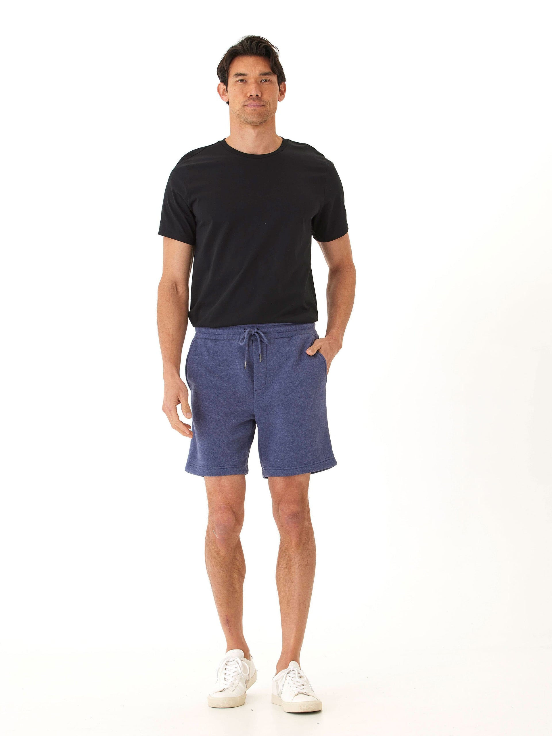 Men’s Mineral Wash Fleece Short in Blue – Casual Lounge Shorts