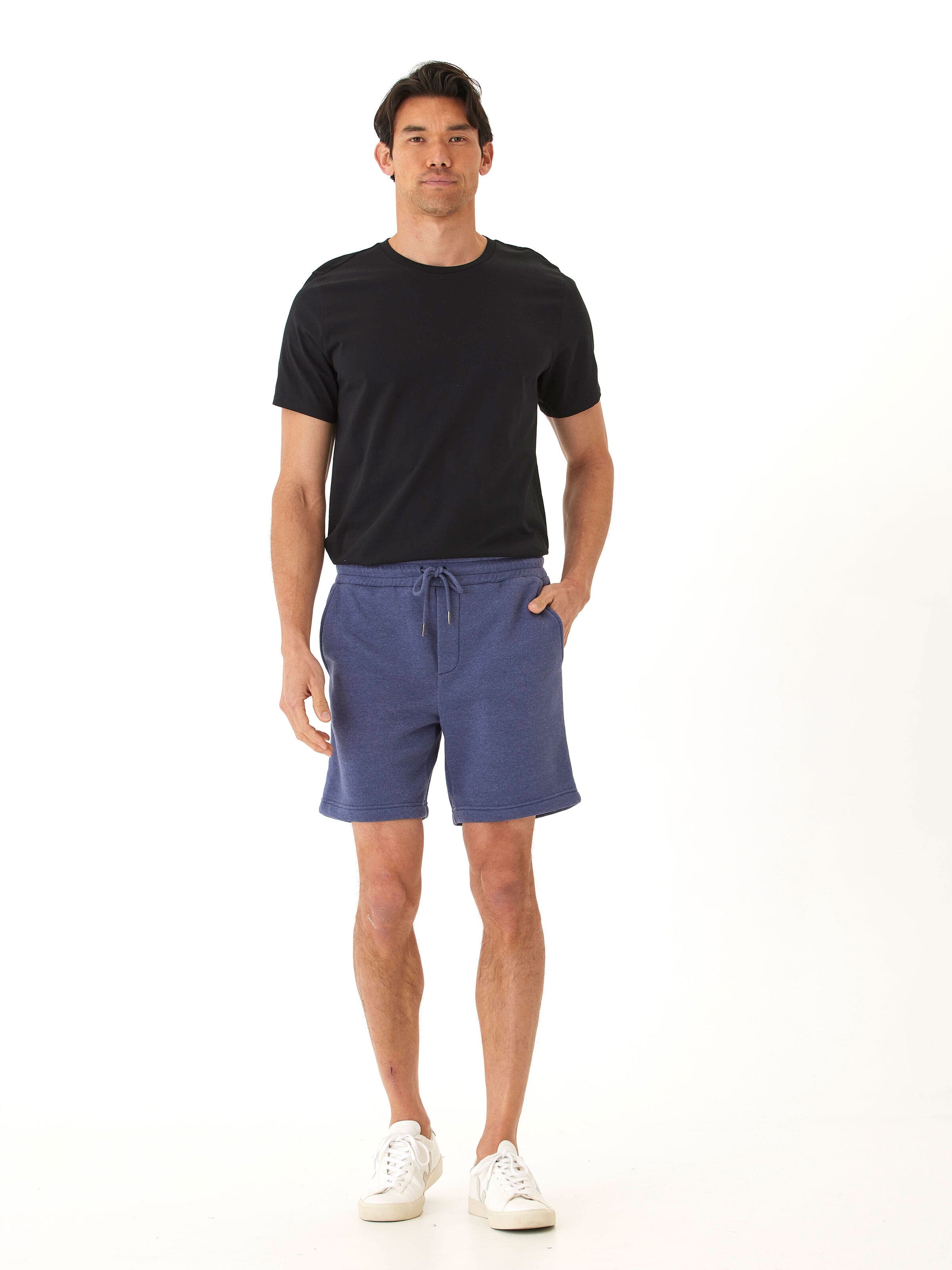 Men’s Mineral Wash Fleece Short in Blue – Casual Lounge Shorts