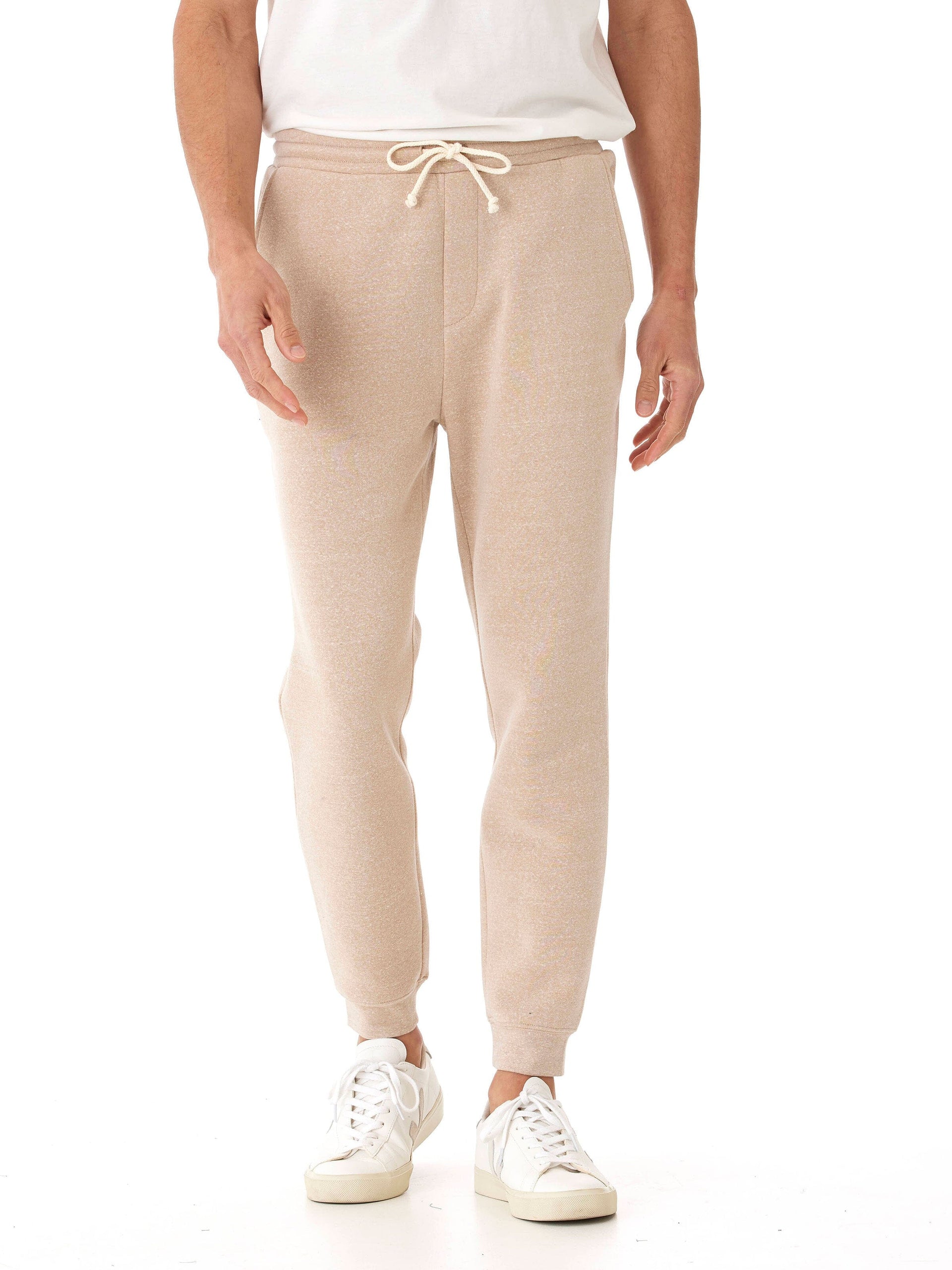 Men wearing comfortable Core Triblend Fleece Joggers in a modern straight leg fit