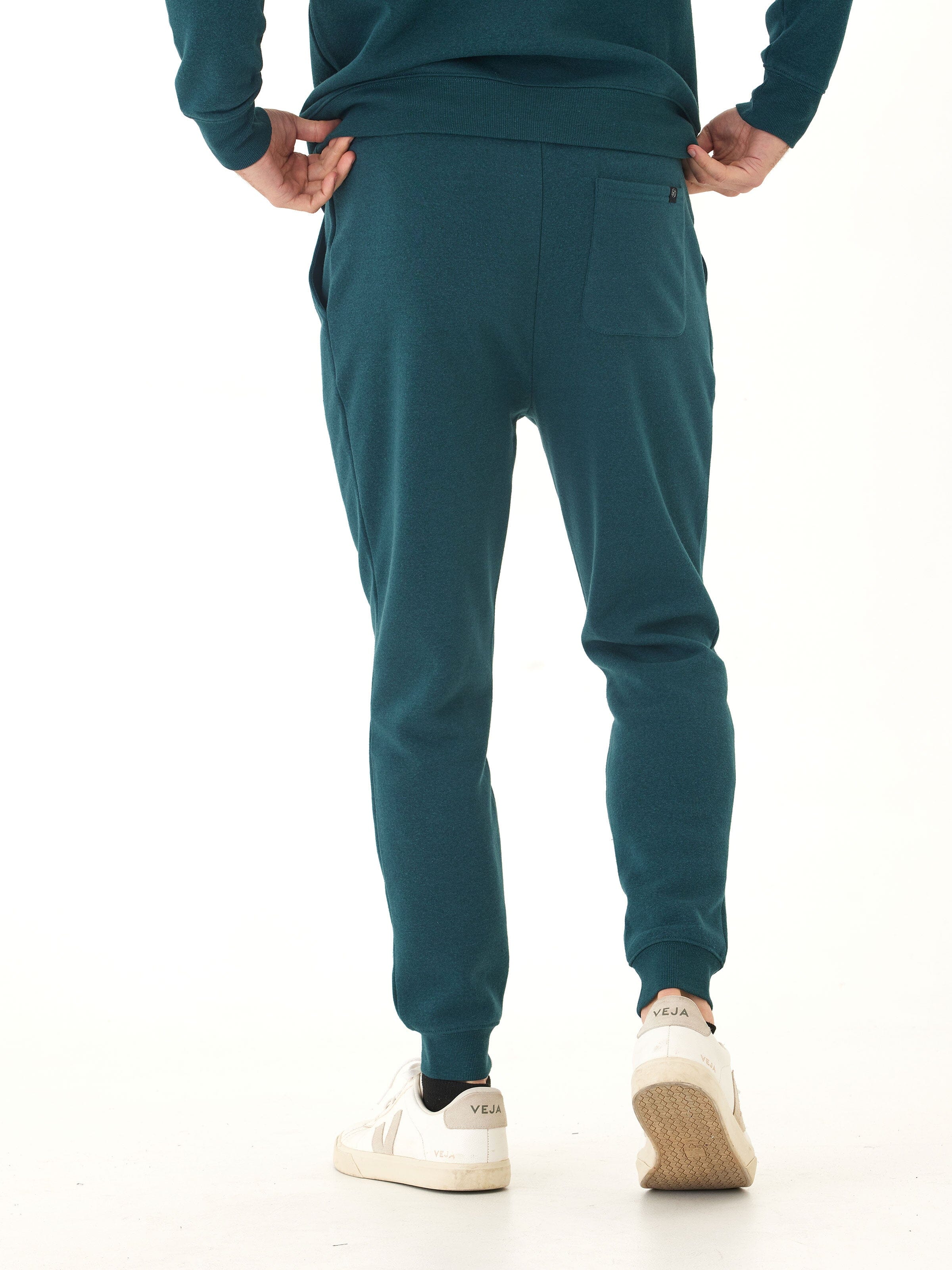 Men's Slim Fit Triblend Fleece Joggers in Teal and Dark Green