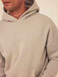 Unisex oversized heather-grey triblend fleece hoodie