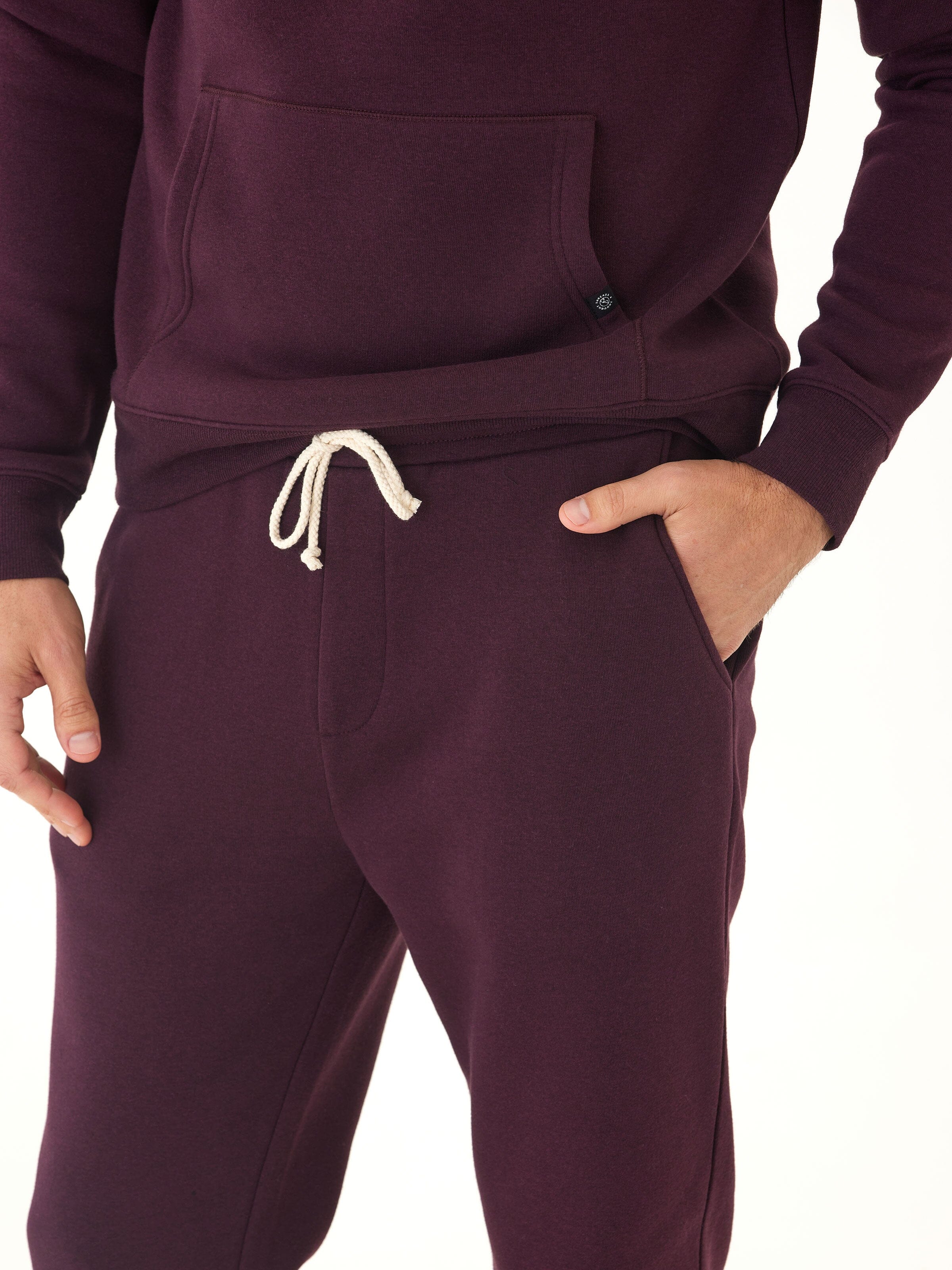 Men's Core Triblend Fleece Jogger Slim Fit Casual Pants Burgundy