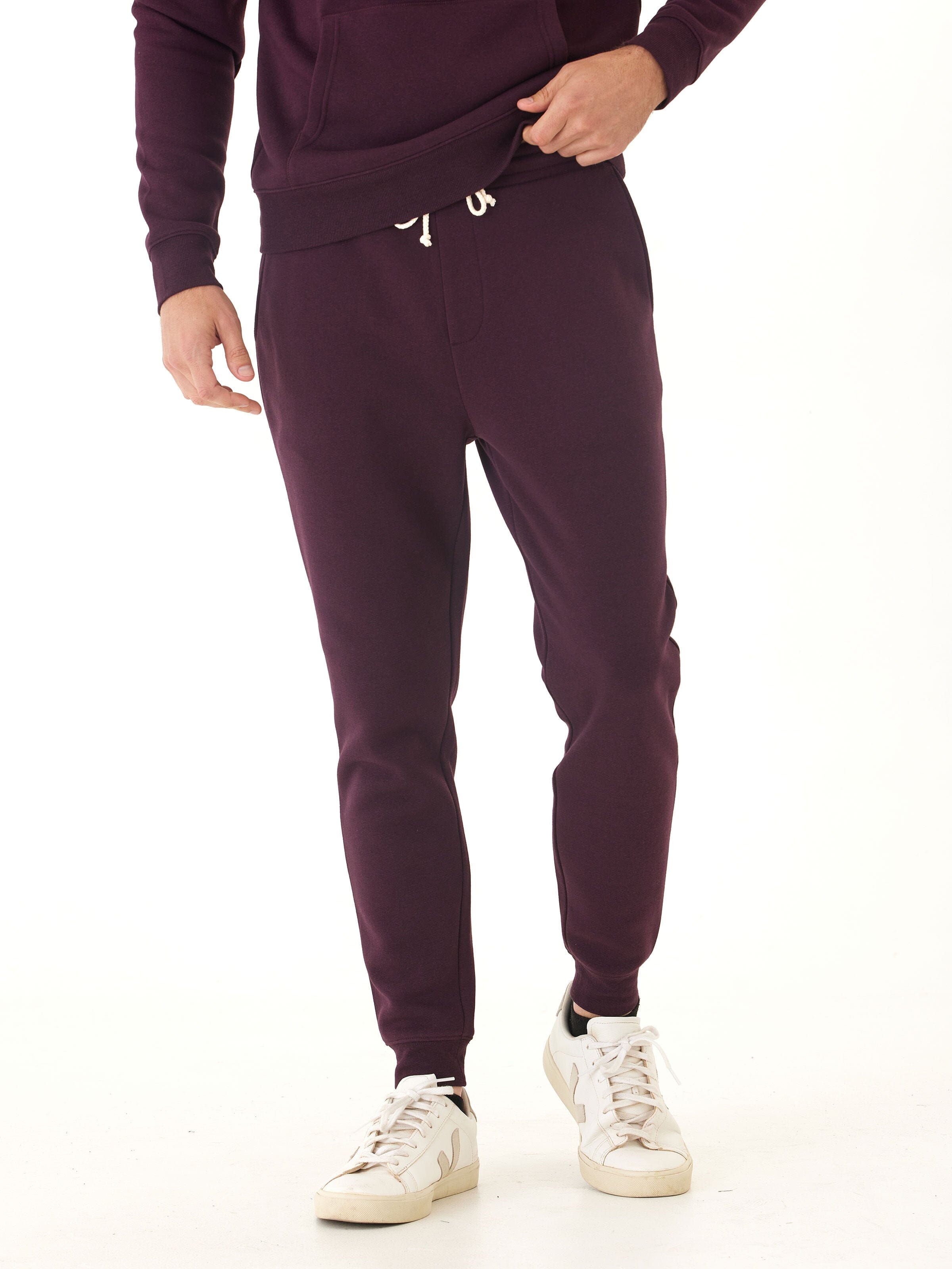 Men's Core Triblend Fleece Jogger Slim Fit Casual Pants Burgundy