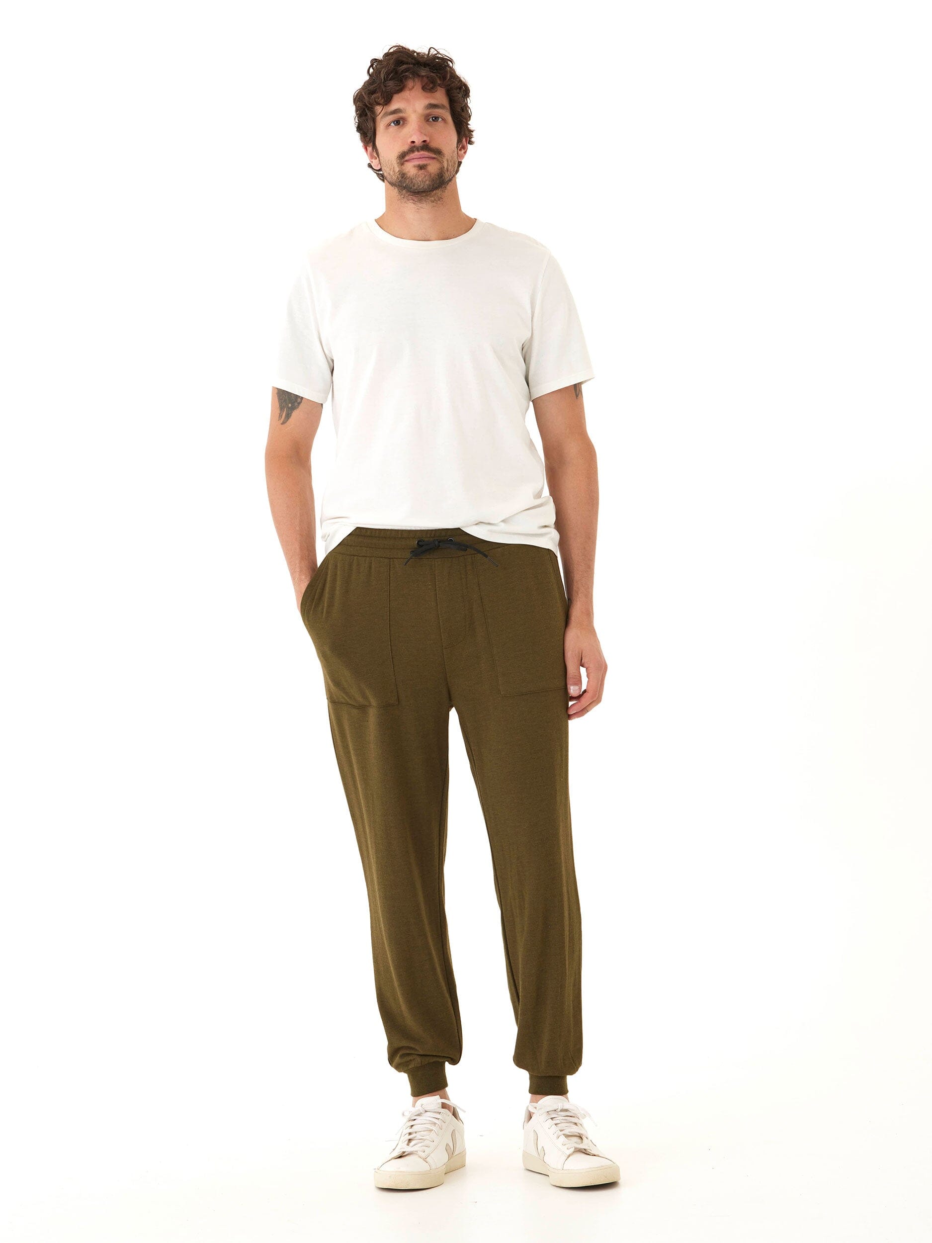 Men's Core Feather Fleece Joggers in Olive Green - Athletic Knit