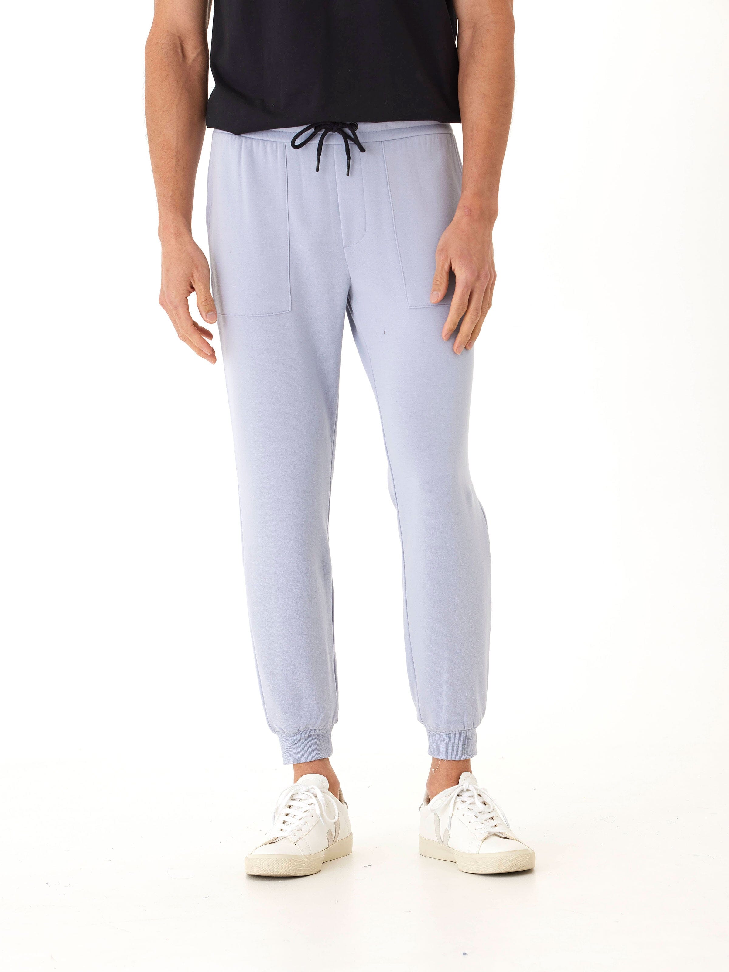 Men's Core Feather Fleece Joggers in a soft, medium-weight lounge fabric, shown in a neutral tone