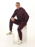 Men's Core Feather Fleece Jogger in deep burgundy wine color with a tapered athletic fit
