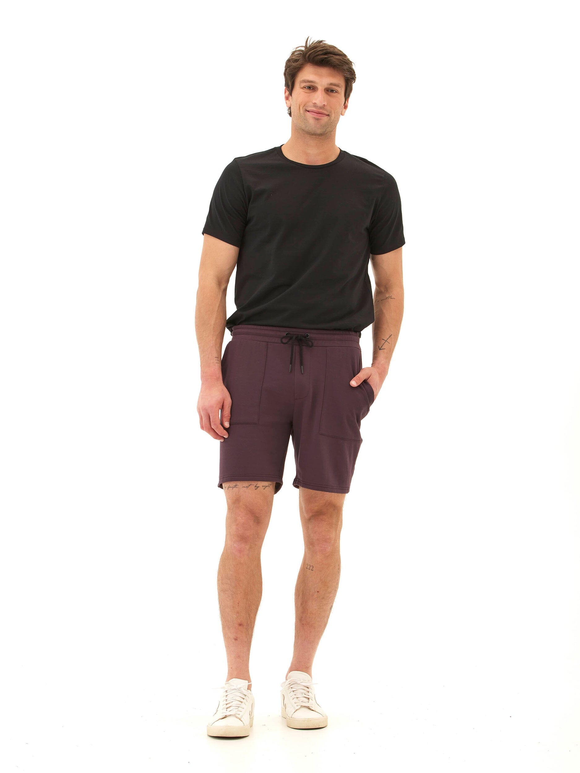 Men's Core Feather Fleece Short - Burgundy & Dark Purple