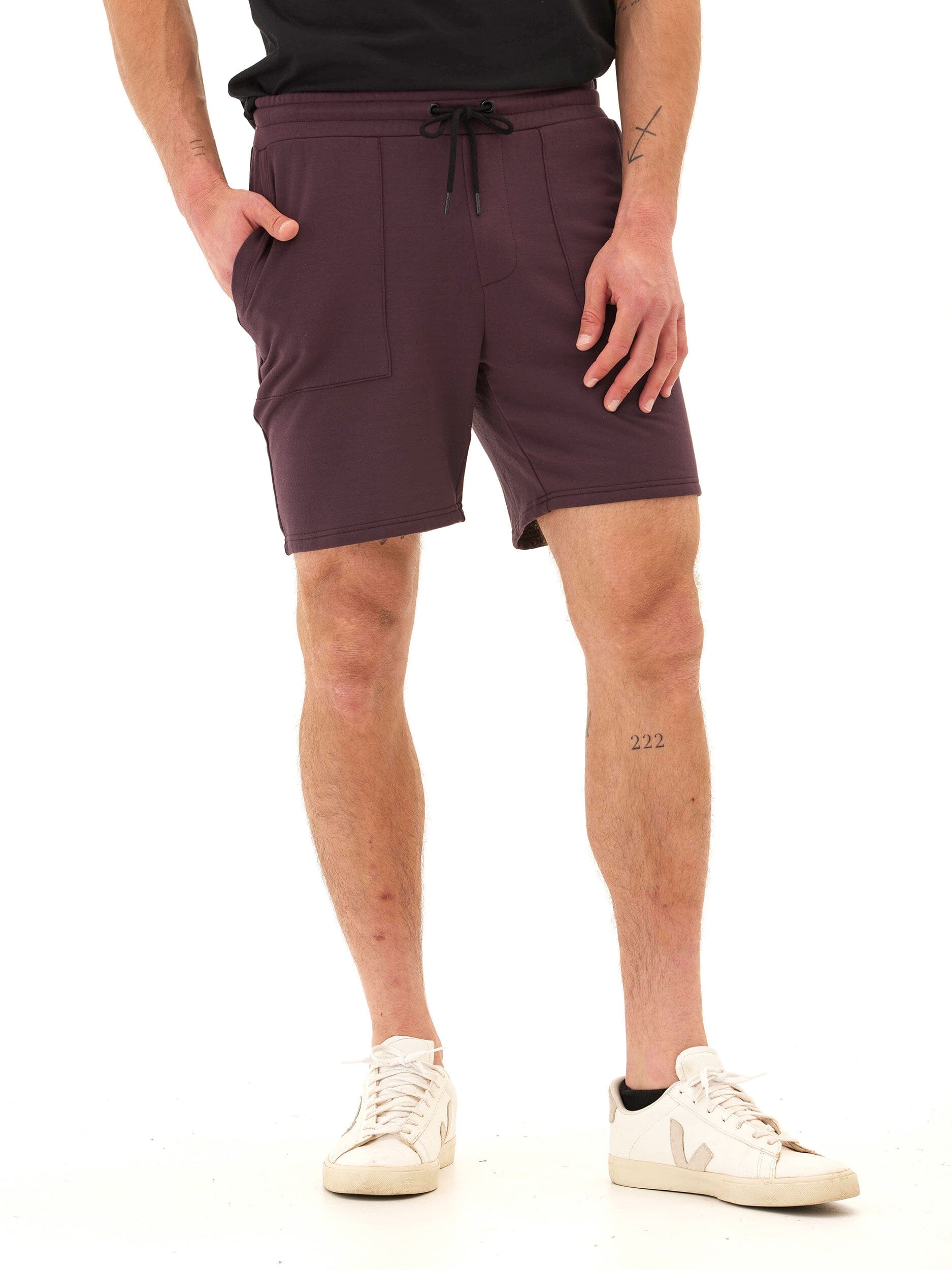 Men's Core Feather Fleece Short - Burgundy & Dark Purple
