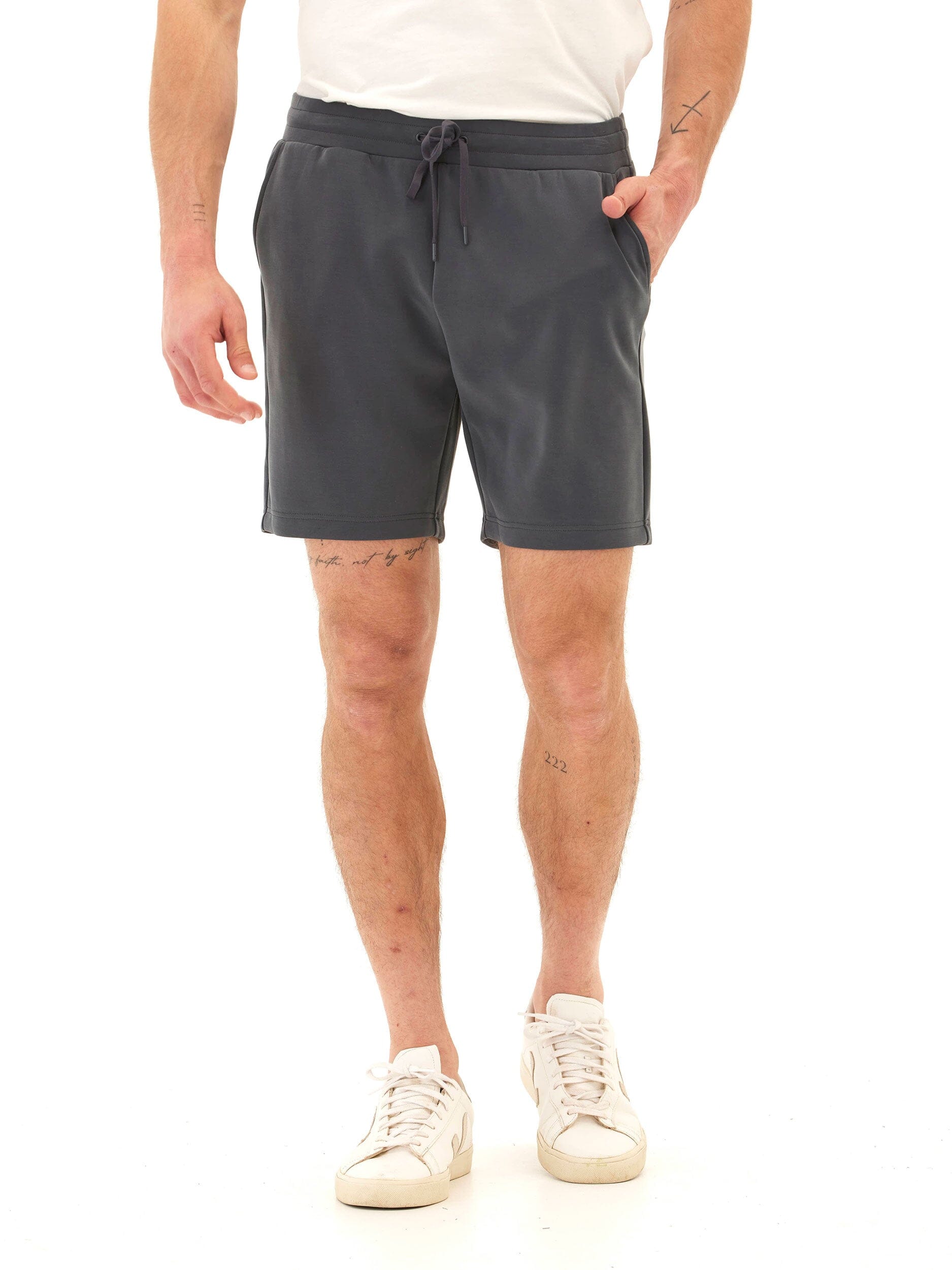 Garrett Sueded Modal Shorts with Elastic Waistband and Pockets