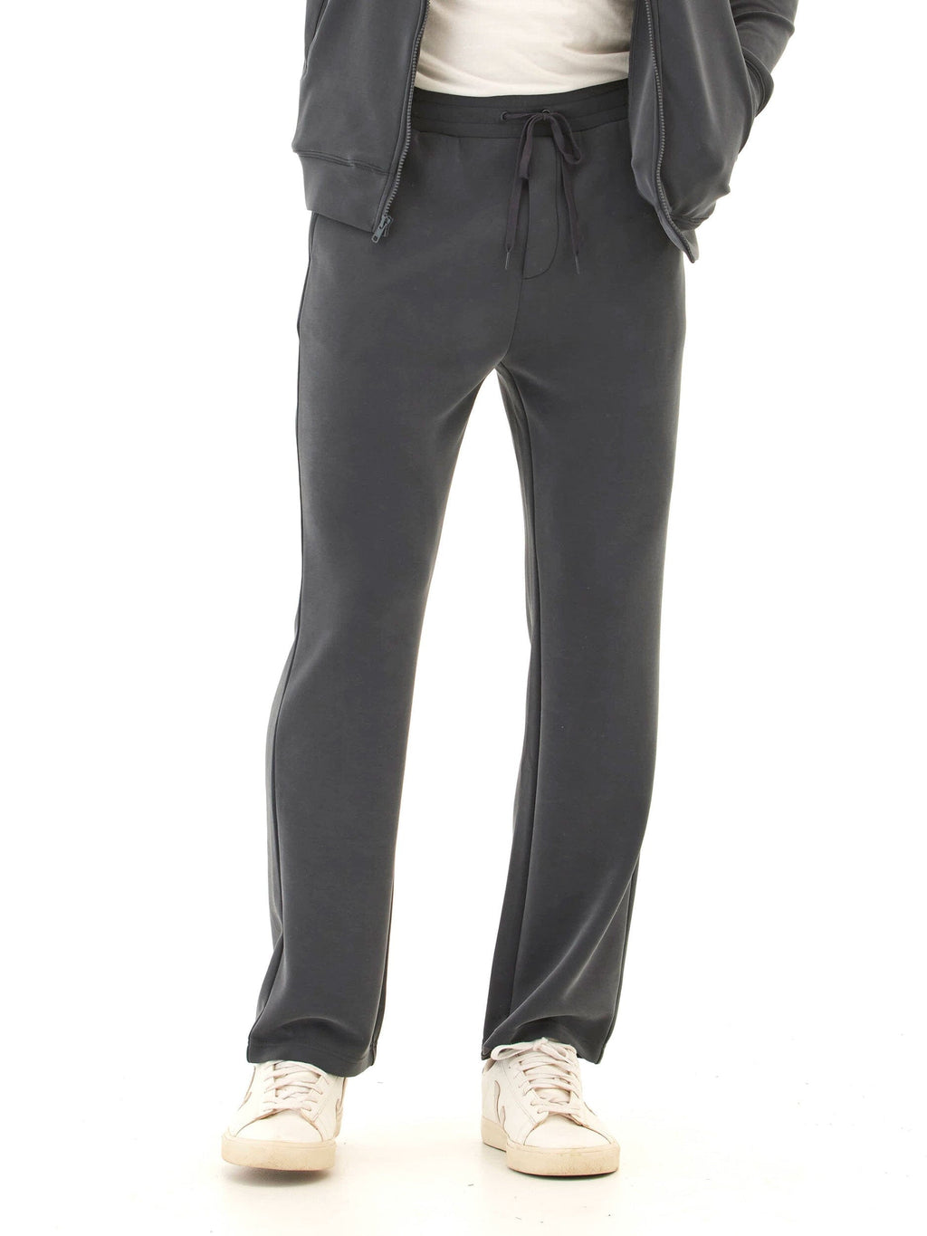 Kevin Sueded Modal Drawstring Pant in solid charcoal grey featuring a straight leg and adjustable drawstring waist