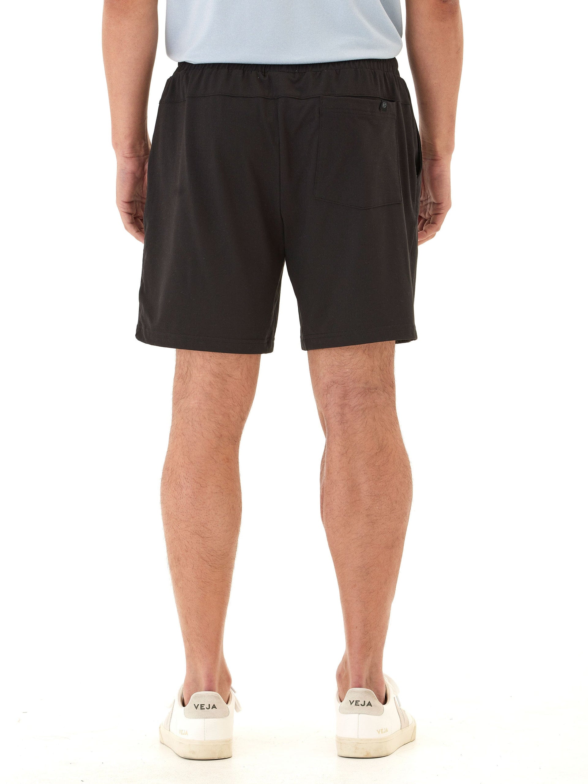 Men's Black Luxe Jersey Mid-Length Shorts Minimalist Sporty Knit