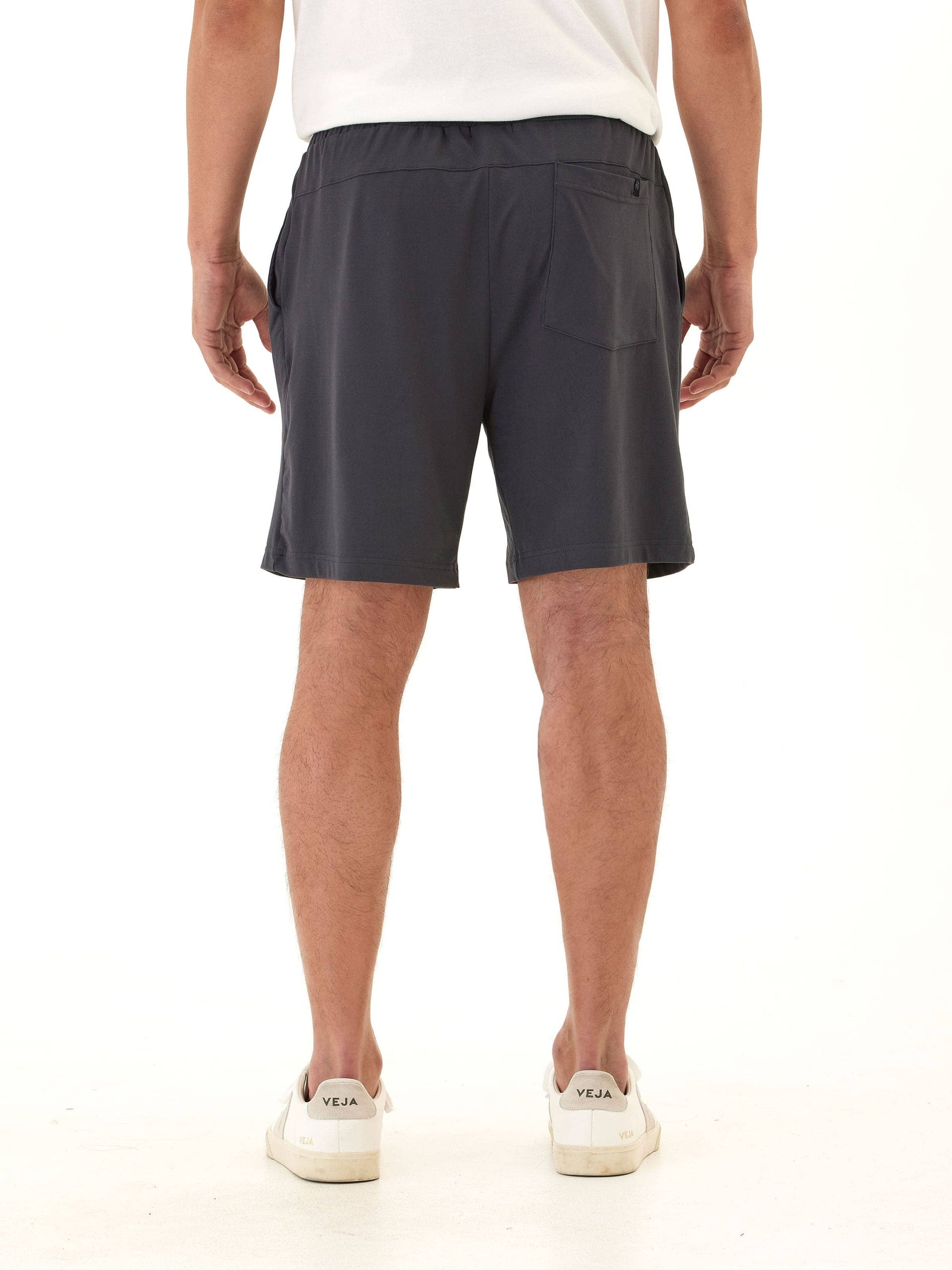 Men's Charcoal Grey Luxe Jersey Mid-Length Shorts Minimalist Knit