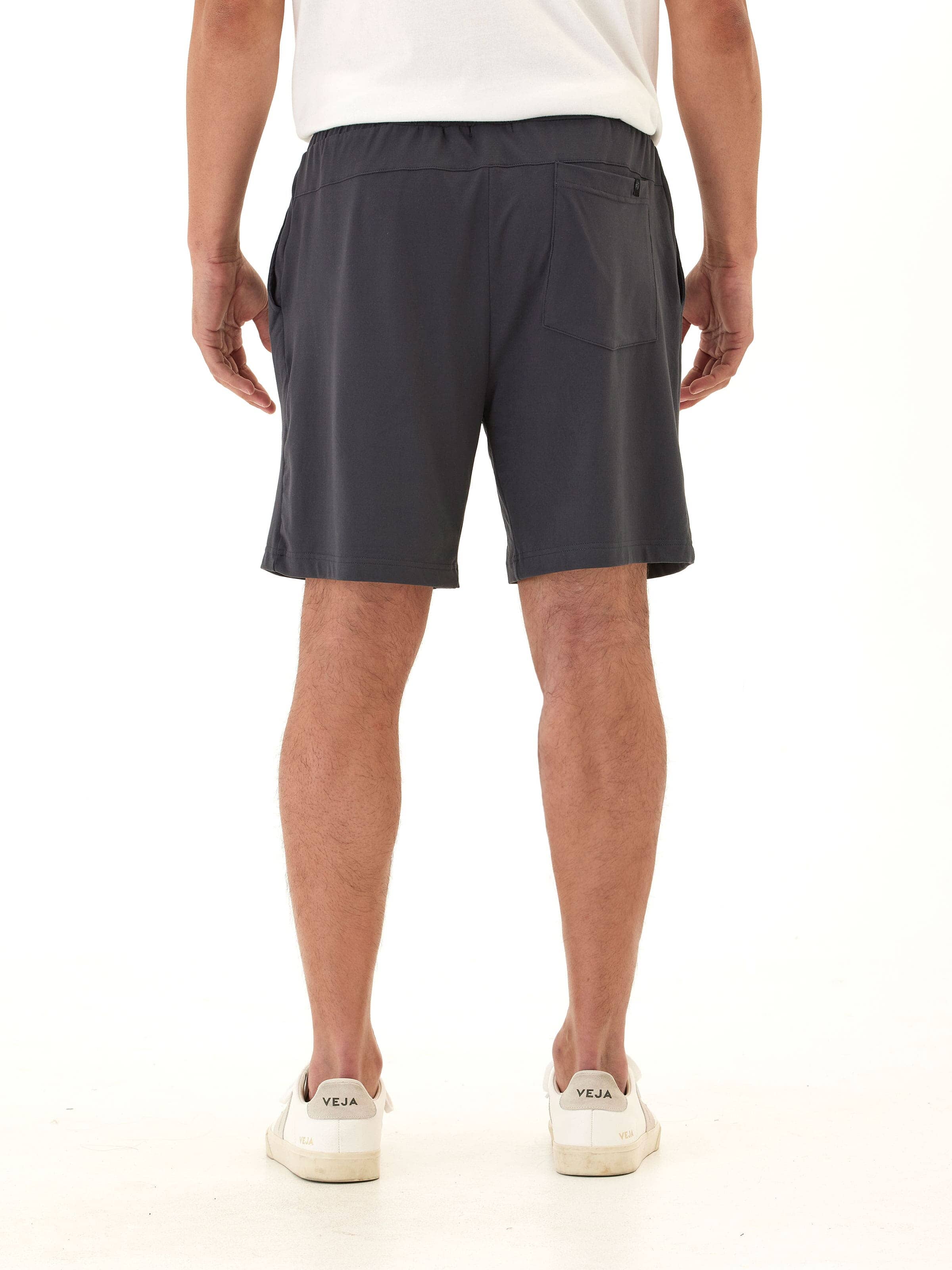 Men's Charcoal Grey Luxe Jersey Mid-Length Shorts Minimalist Knit