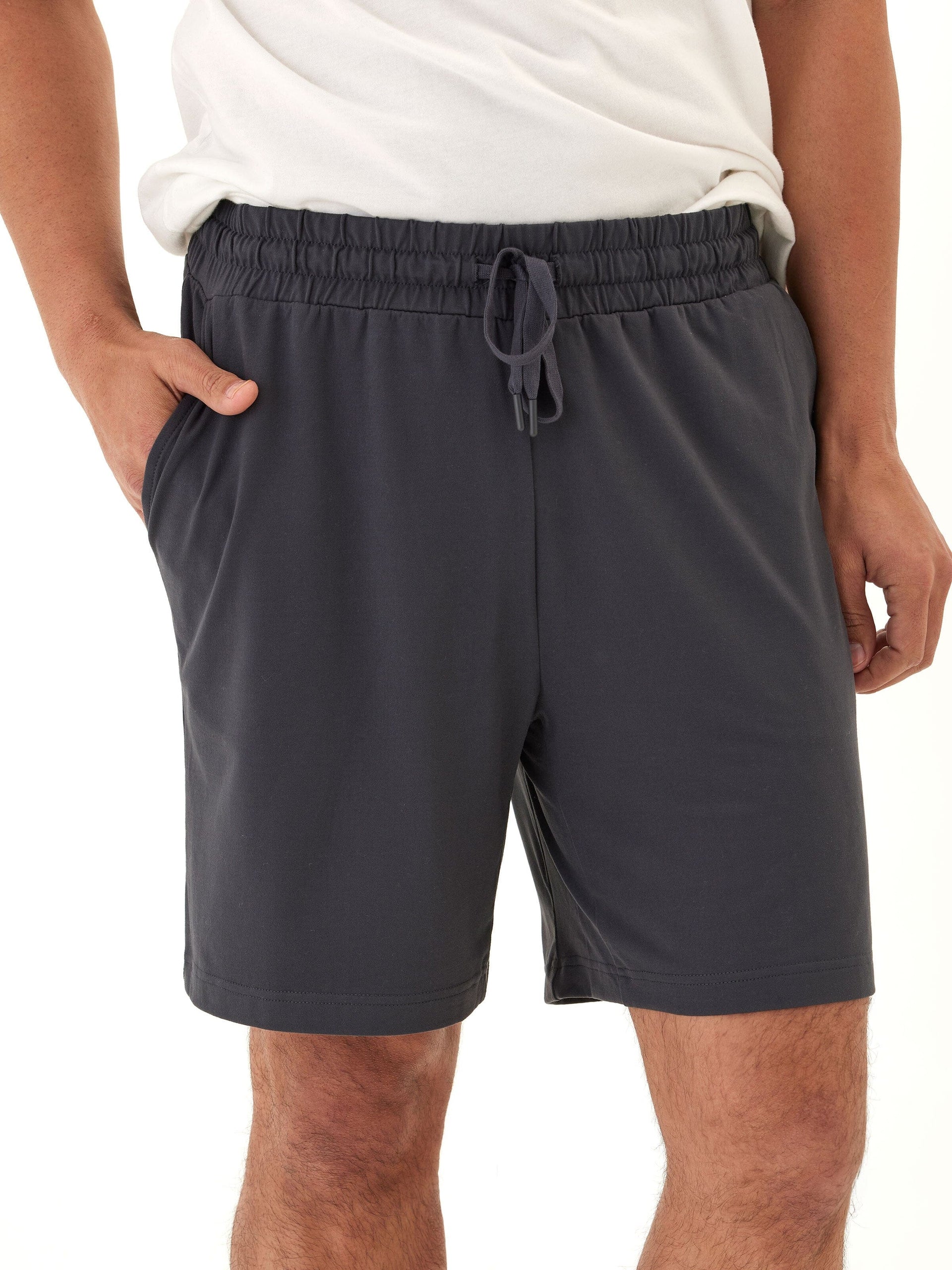 Men's Charcoal Grey Luxe Jersey Mid-Length Shorts Minimalist Knit