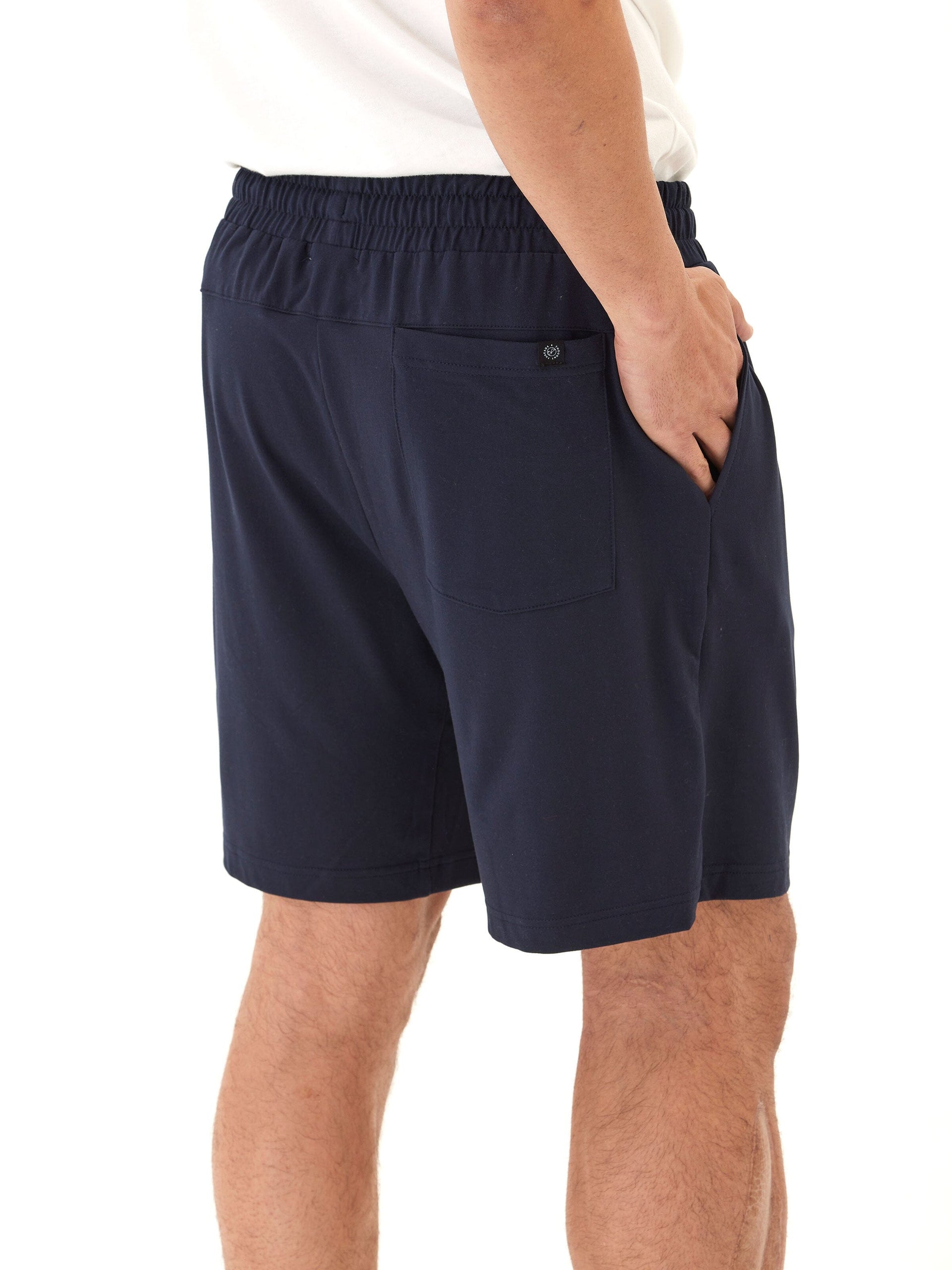 Quill Luxe Jersey Mid Length Short - Relaxed Fit Navy Pull-On
