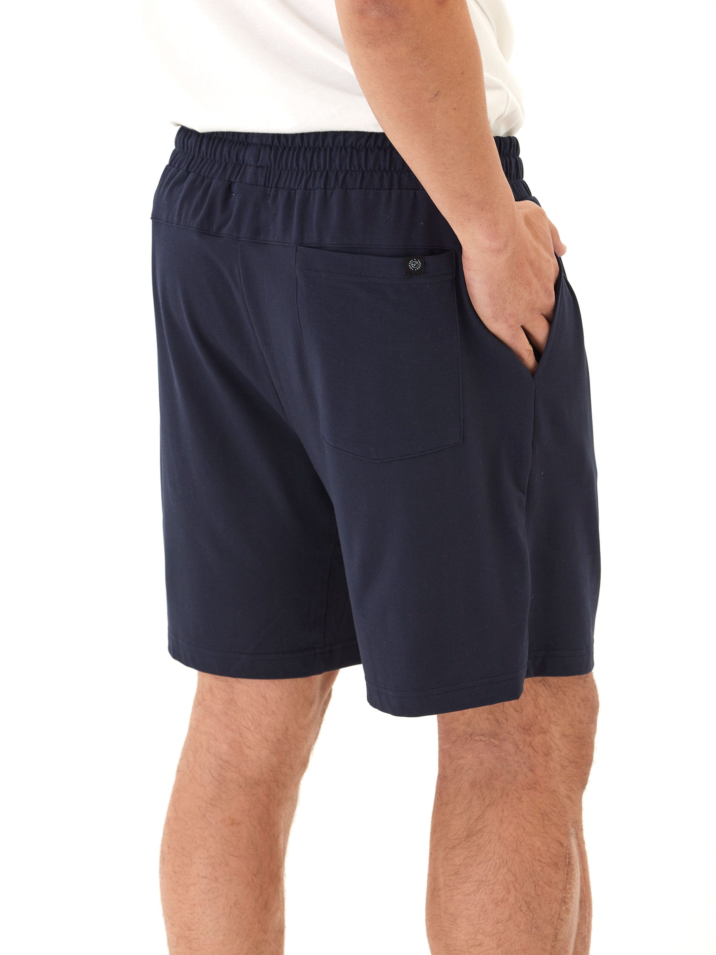 Quill Luxe Jersey Mid Length Short - Relaxed Fit Navy Pull-On