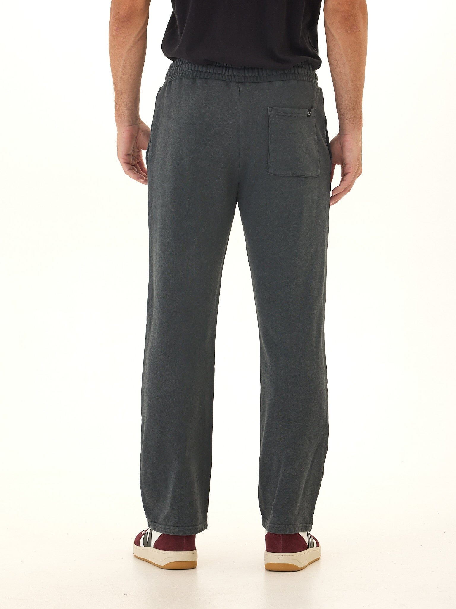 Mineral Wash Cotton Blend Terry Lounge Pants with Drawstring Waist