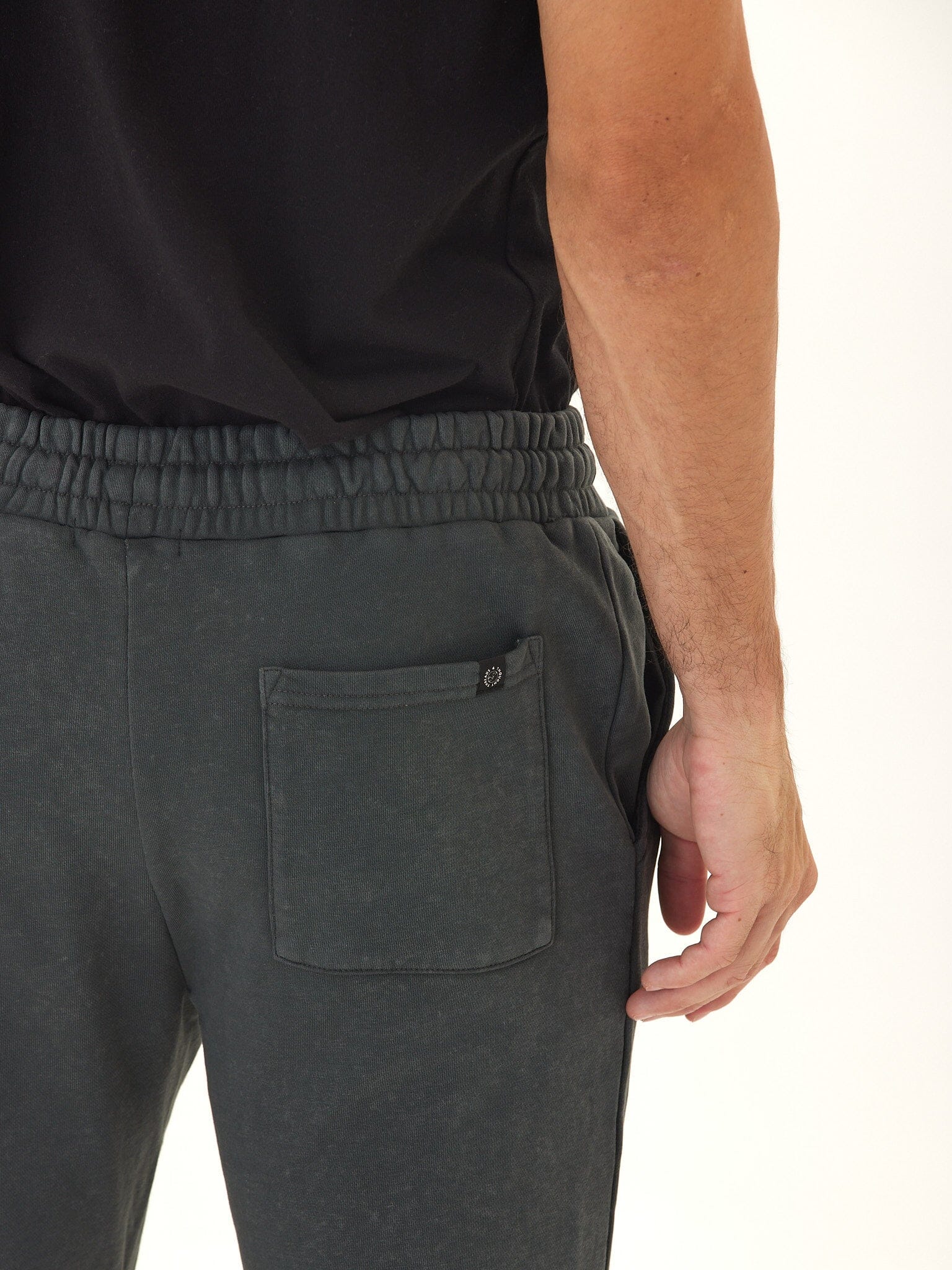 Mineral Wash Cotton Blend Terry Lounge Pants with Drawstring Waist