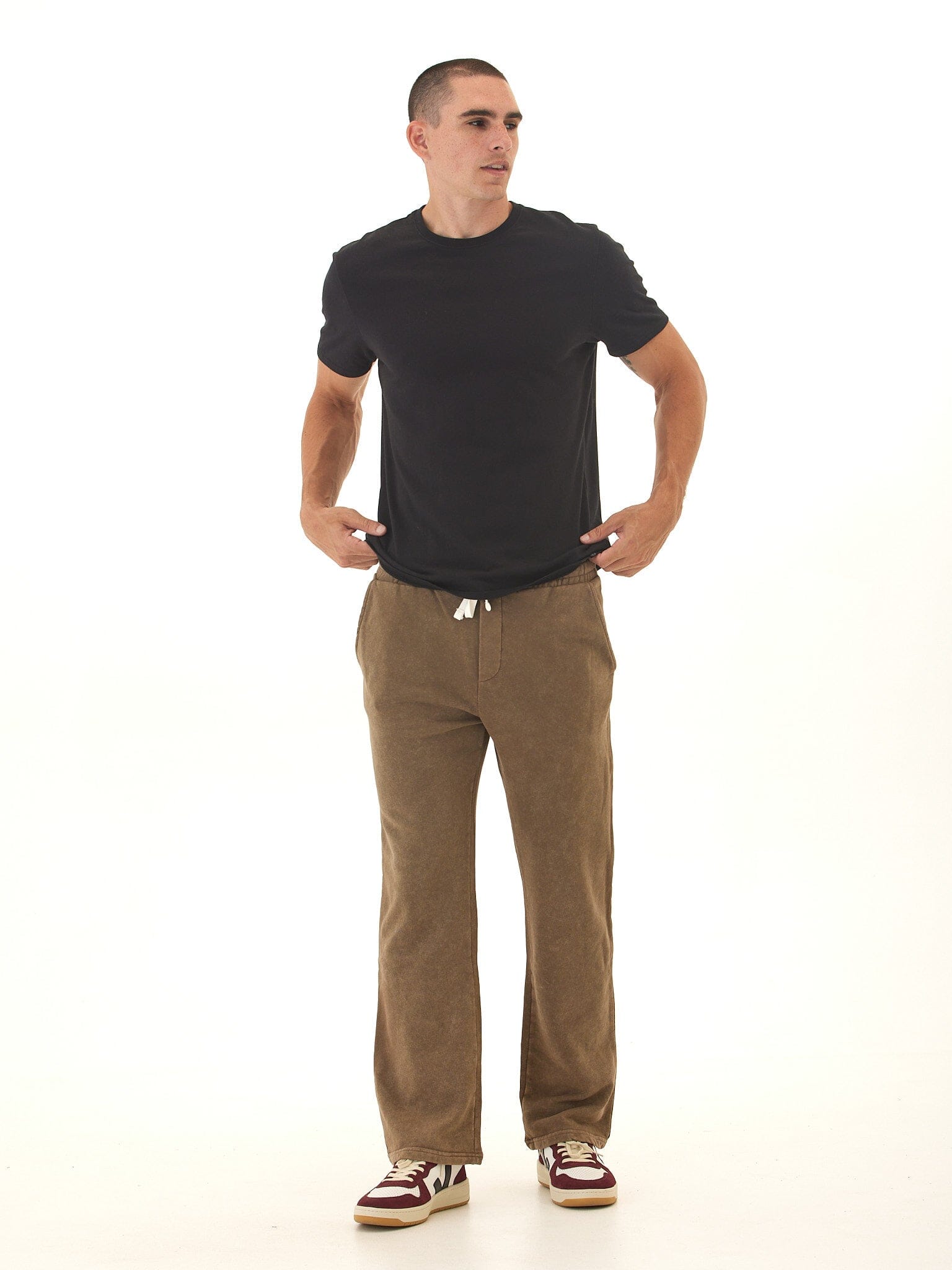 Men's Mineral Wash Cotton Terry Straight Leg Lounge Pant