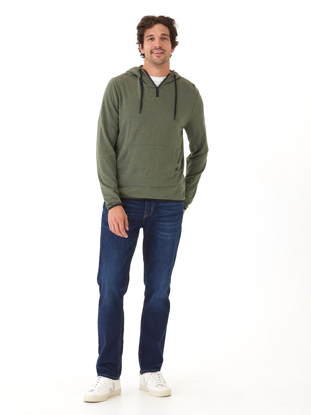 Khris 1/4 Zip Feather Fleece Hoodie - Sporty Men's Pullover