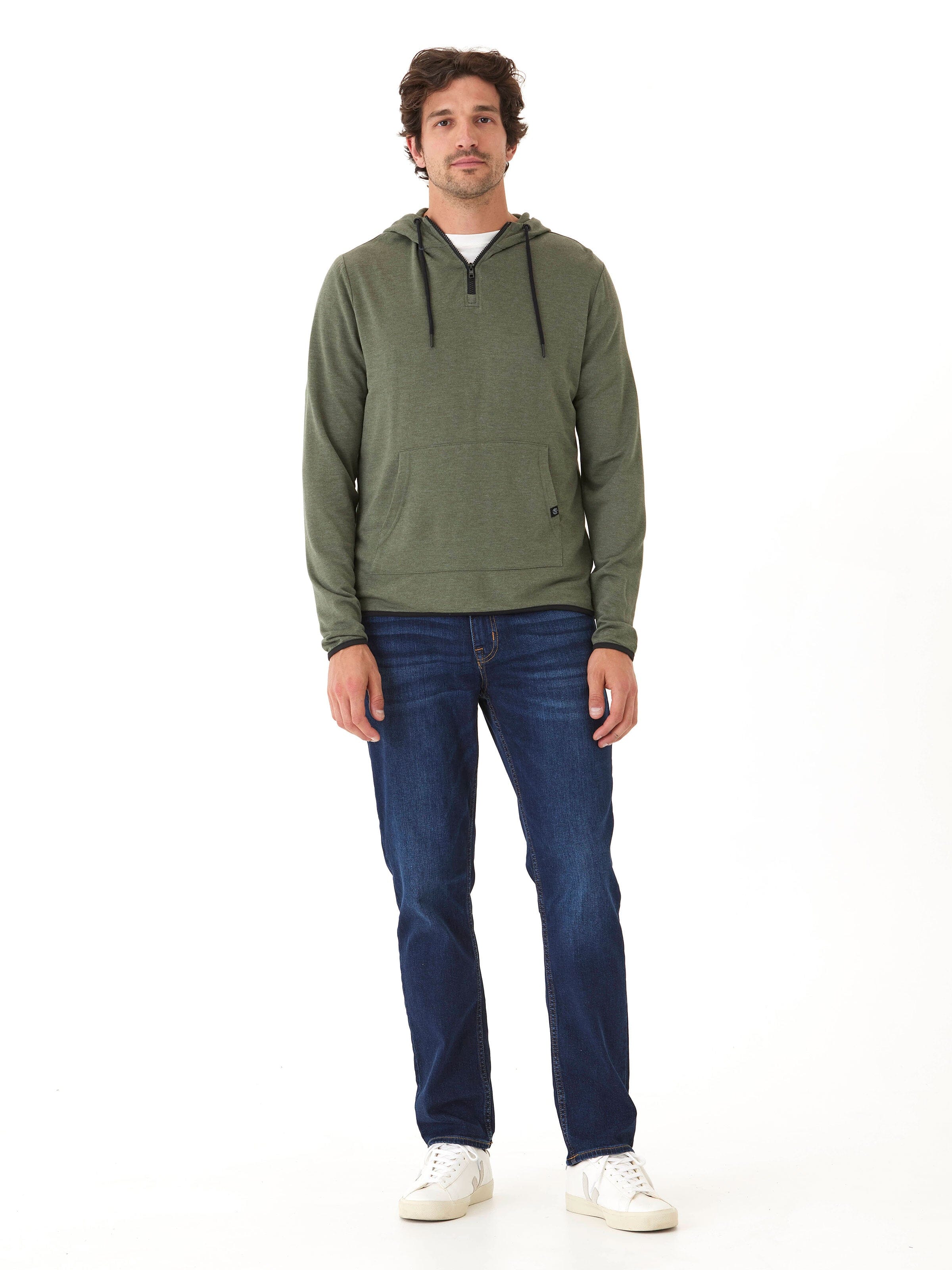 Khris 1/4 Zip Feather Fleece Hoodie - Sporty Men's Pullover