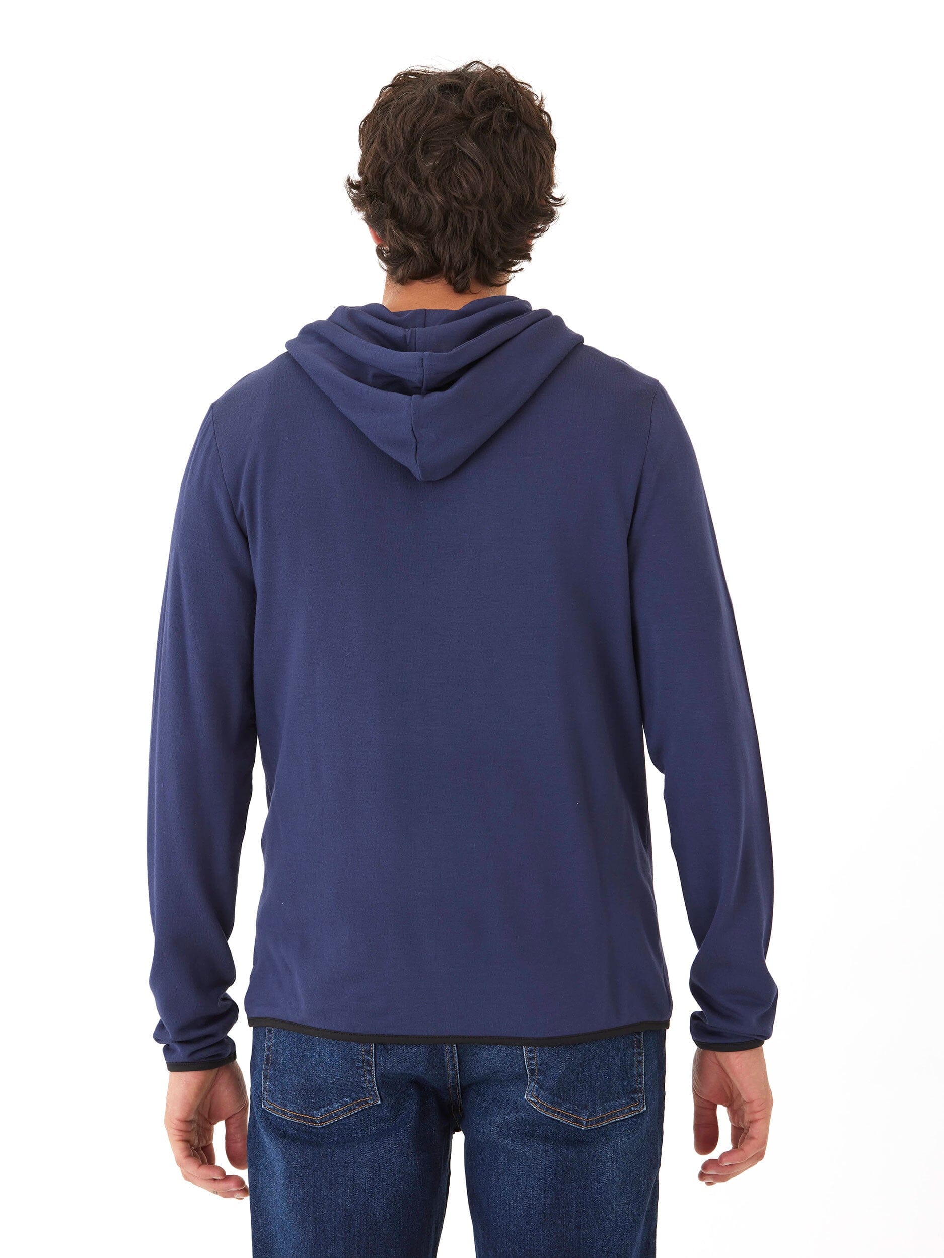 Khris Men's 1/4 Zip Feather Fleece Hoodie in Navy and Black