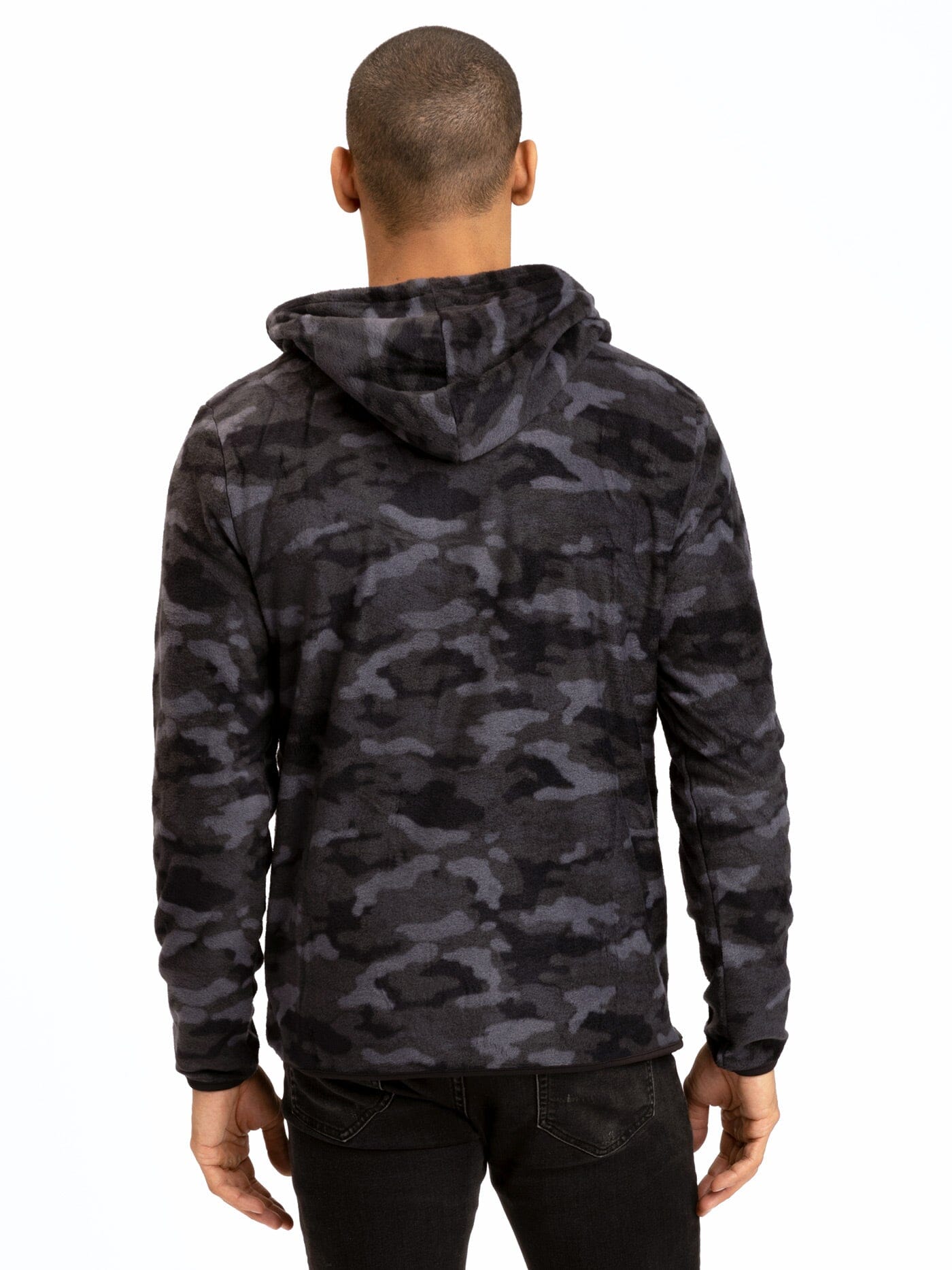 Men's Breton Camo Half-Zip Hoodie in Black or Charcoal-Grey